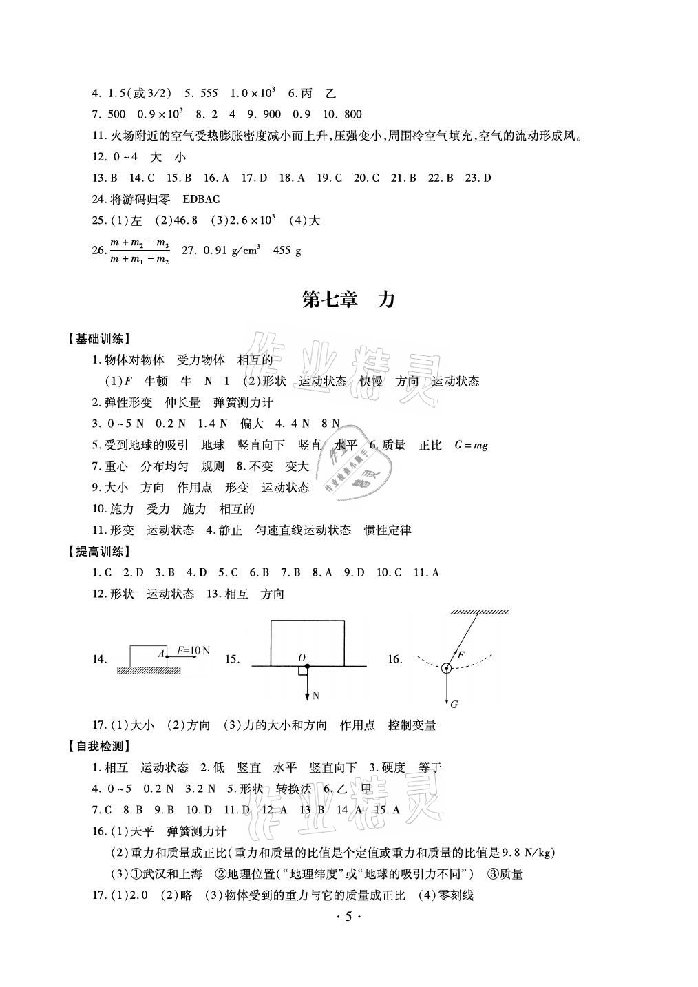 2021年中考總復(fù)習(xí)物理新疆文化出版社 參考答案第5頁