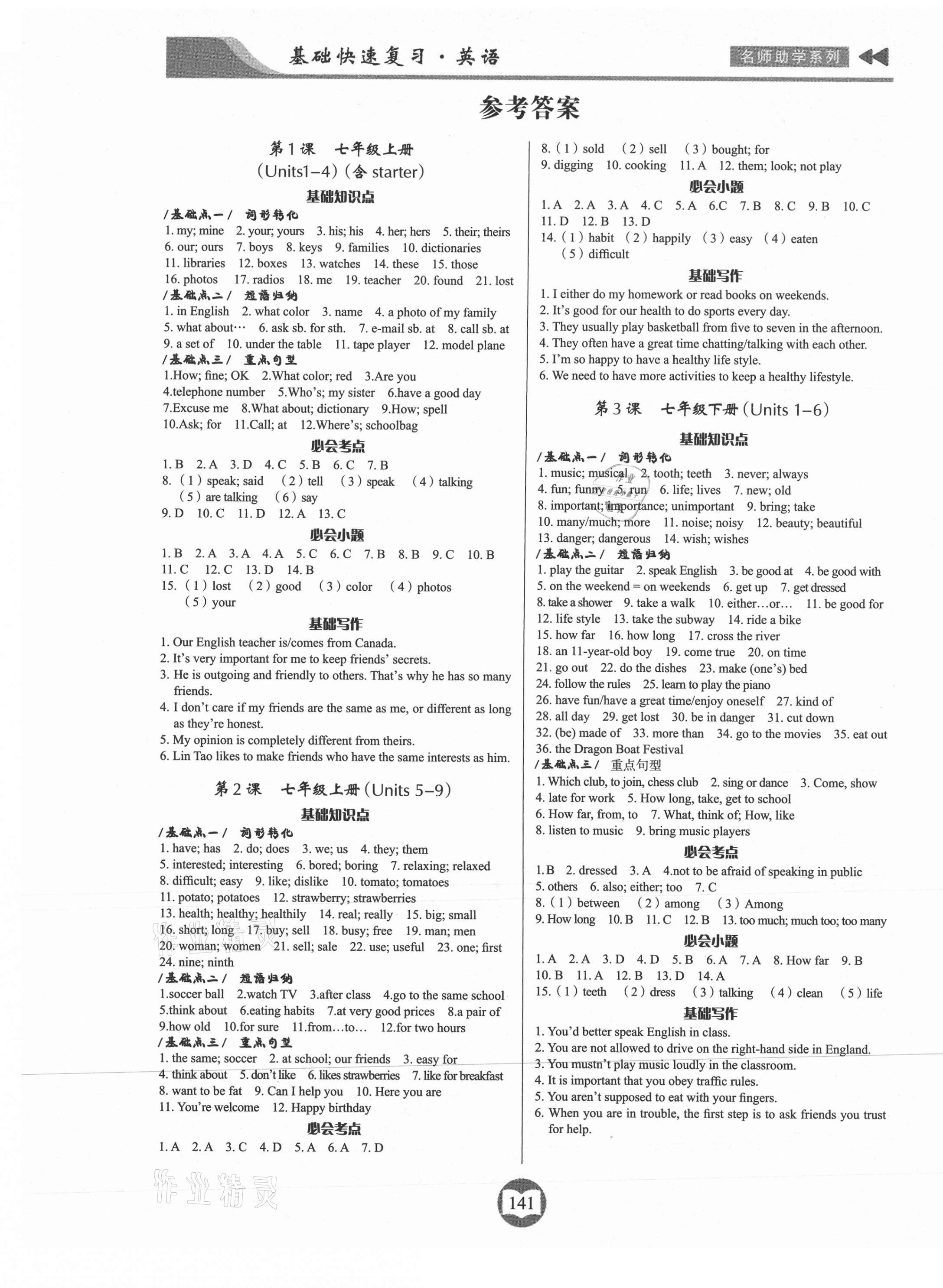 2021年中考總復習基礎快速復習英語 第1頁