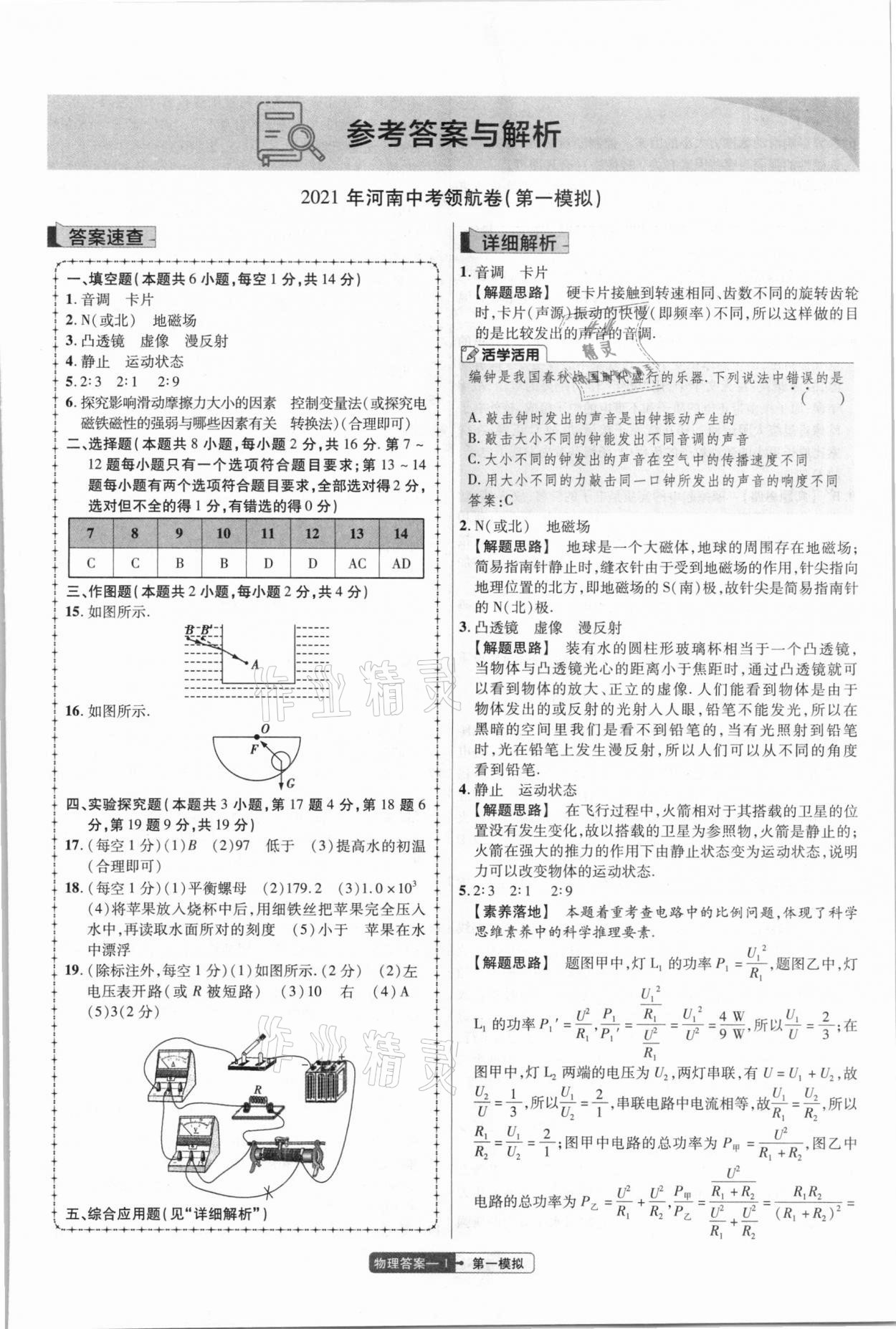 2021年金考卷百校聯(lián)盟系列中考領航卷物理河南專版 第1頁