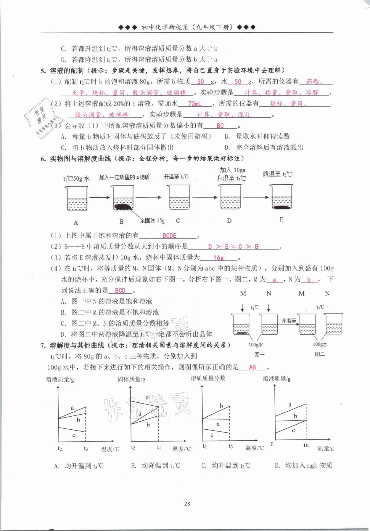 2021年新视角教辅系列丛书九年级化学下册人教版 参考答案第28页