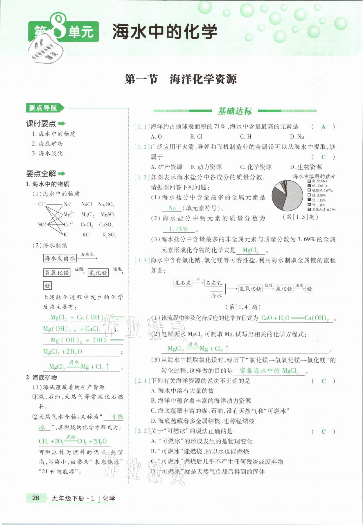 2021年高分突破課時達標講練測九年級化學下冊魯教版 第28頁