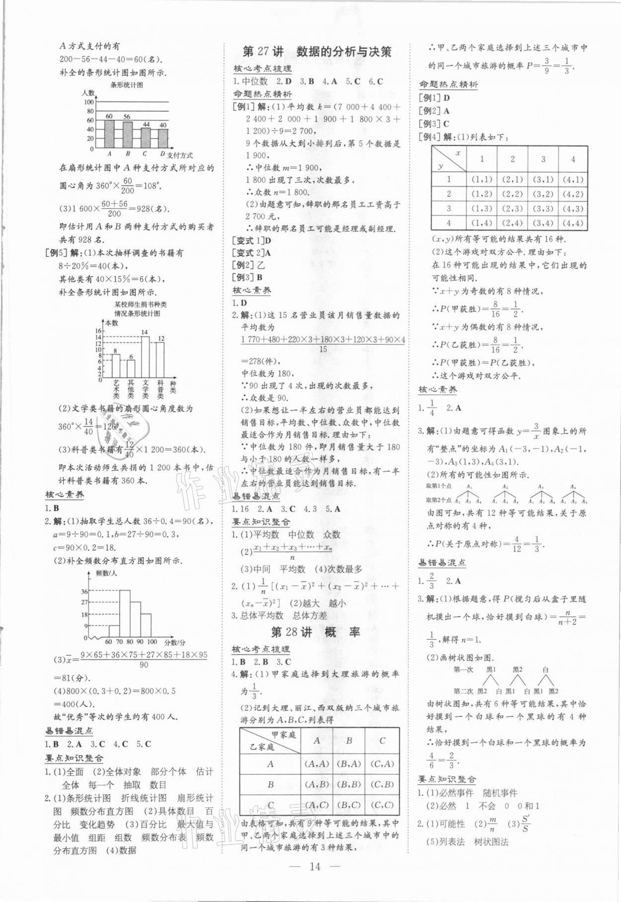 2021年云南省初中學(xué)業(yè)水平考試導(dǎo)與練數(shù)學(xué) 參考答案第14頁