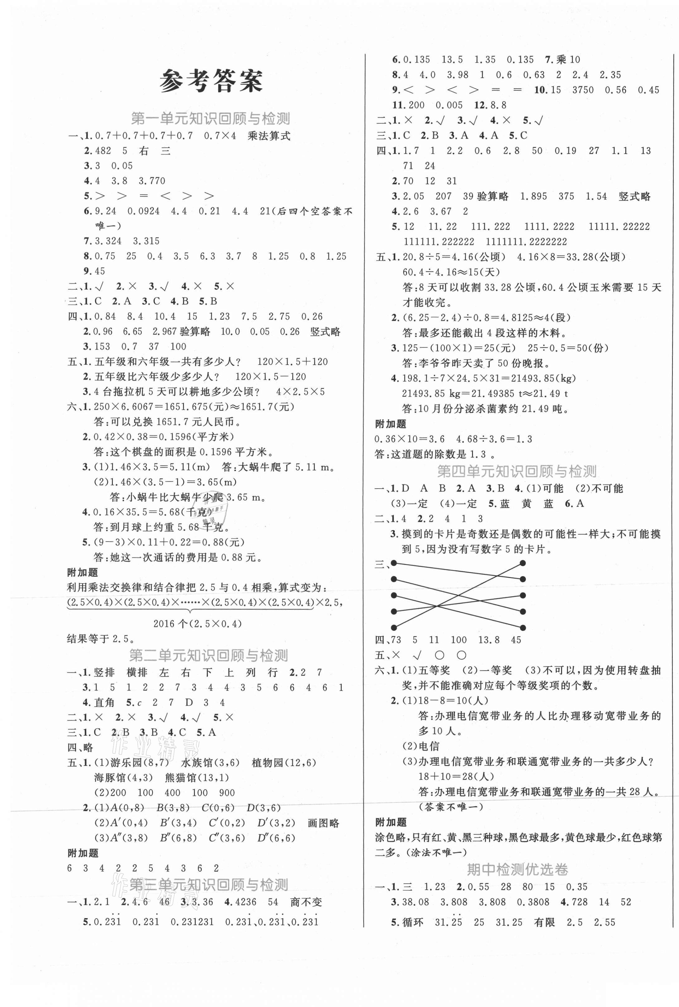 2020年黃岡名卷五年級數(shù)學(xué)上冊人教版新疆專版 第1頁