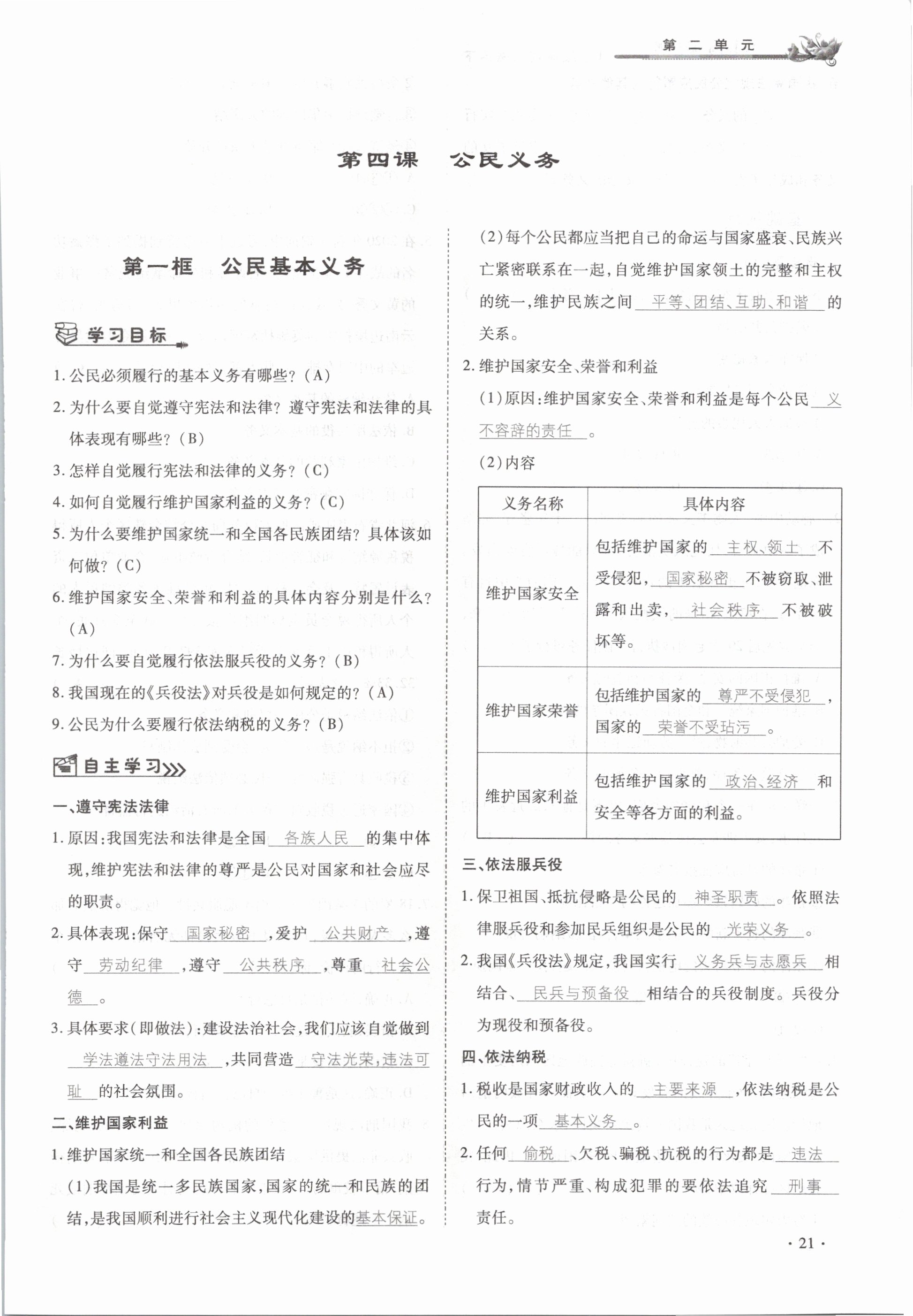 2021年節(jié)節(jié)高一對一同步精練測評八年級道德與法治下冊部編版 第21頁