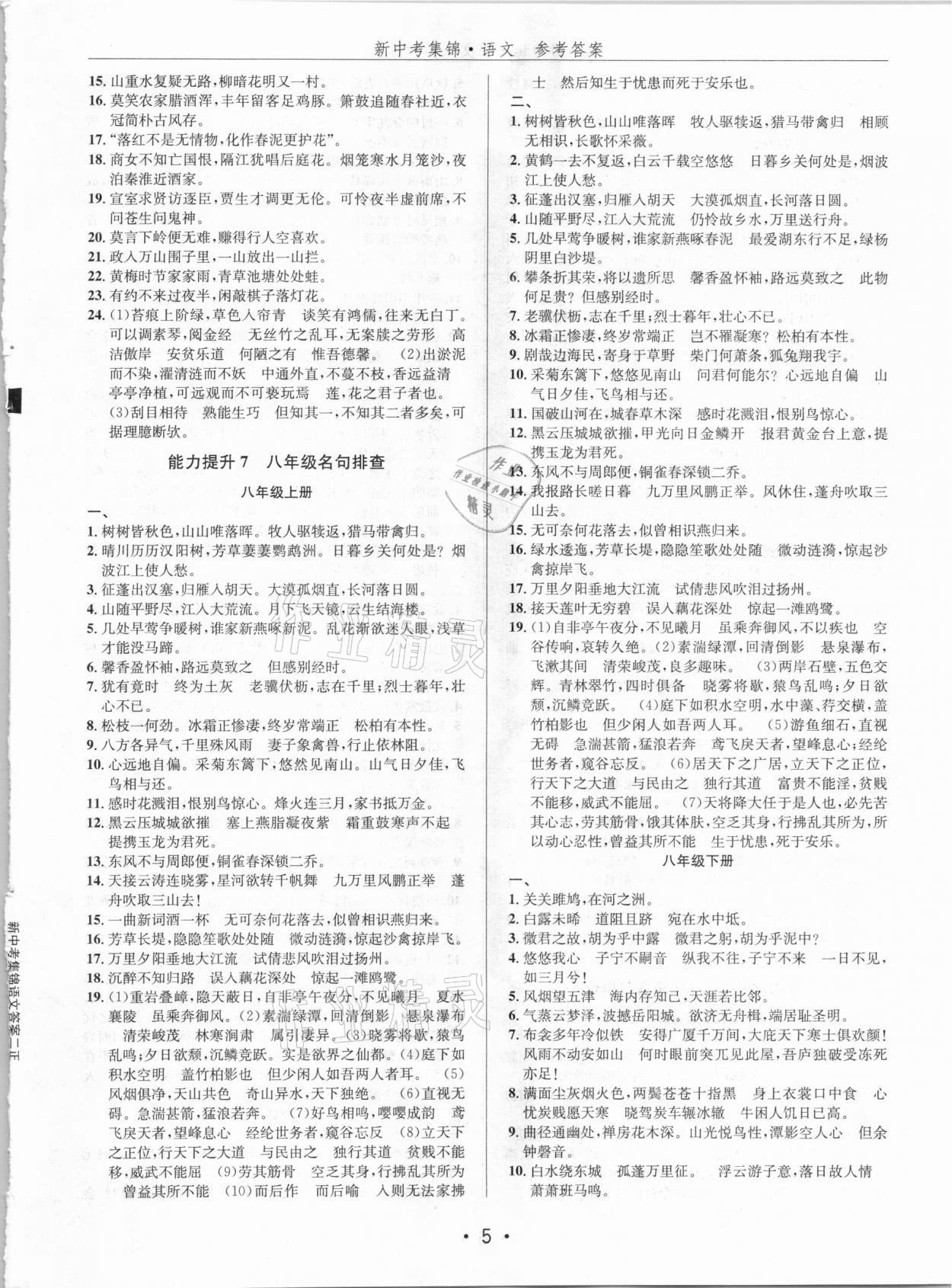 2021年新中考集錦全程復習訓練語文 第5頁