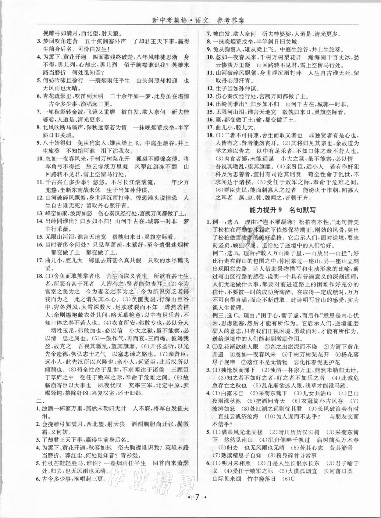 2021年新中考集錦全程復(fù)習(xí)訓(xùn)練語文 第7頁