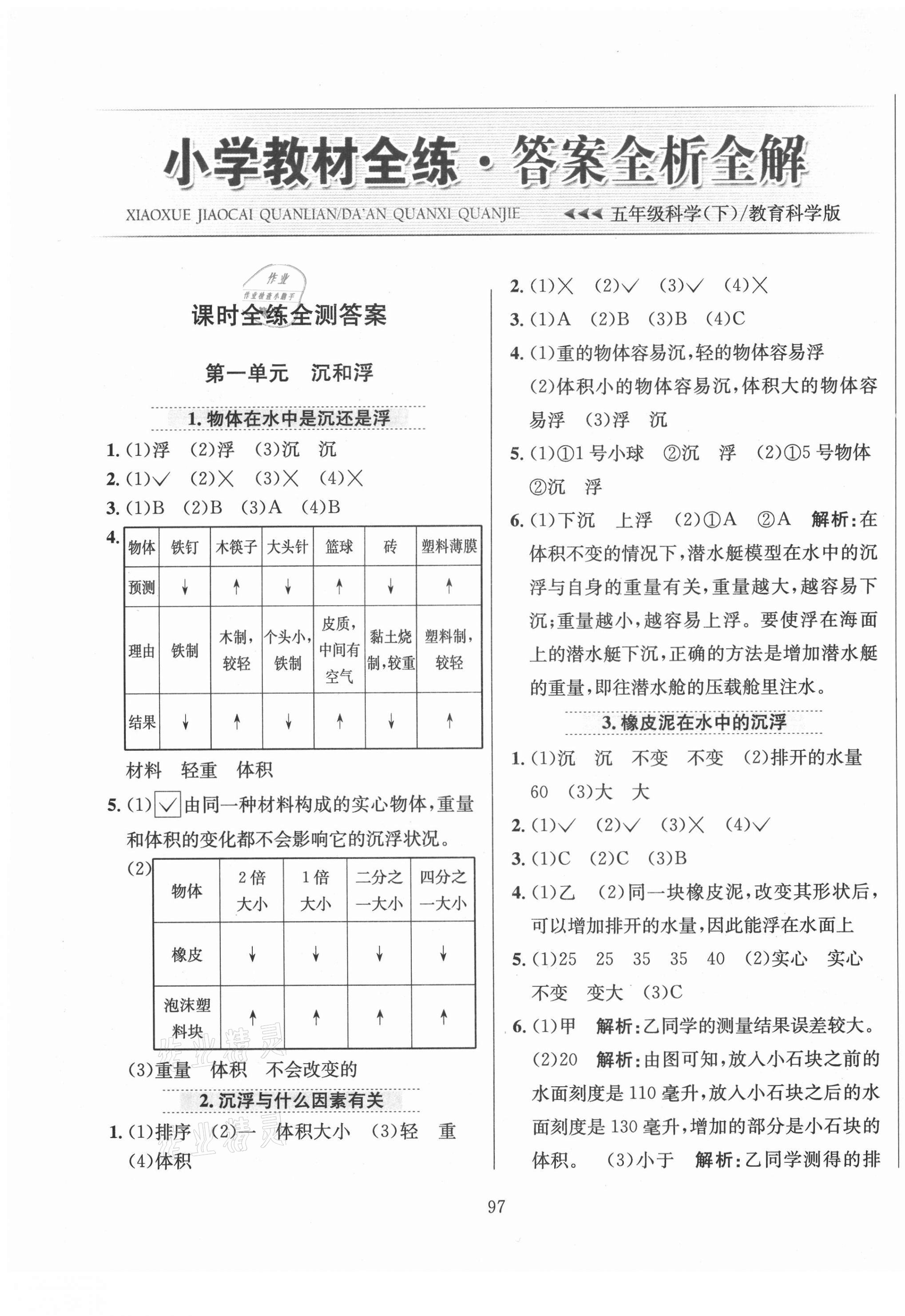 2021年小學(xué)教材全練五年級科學(xué)下冊教科版 第1頁