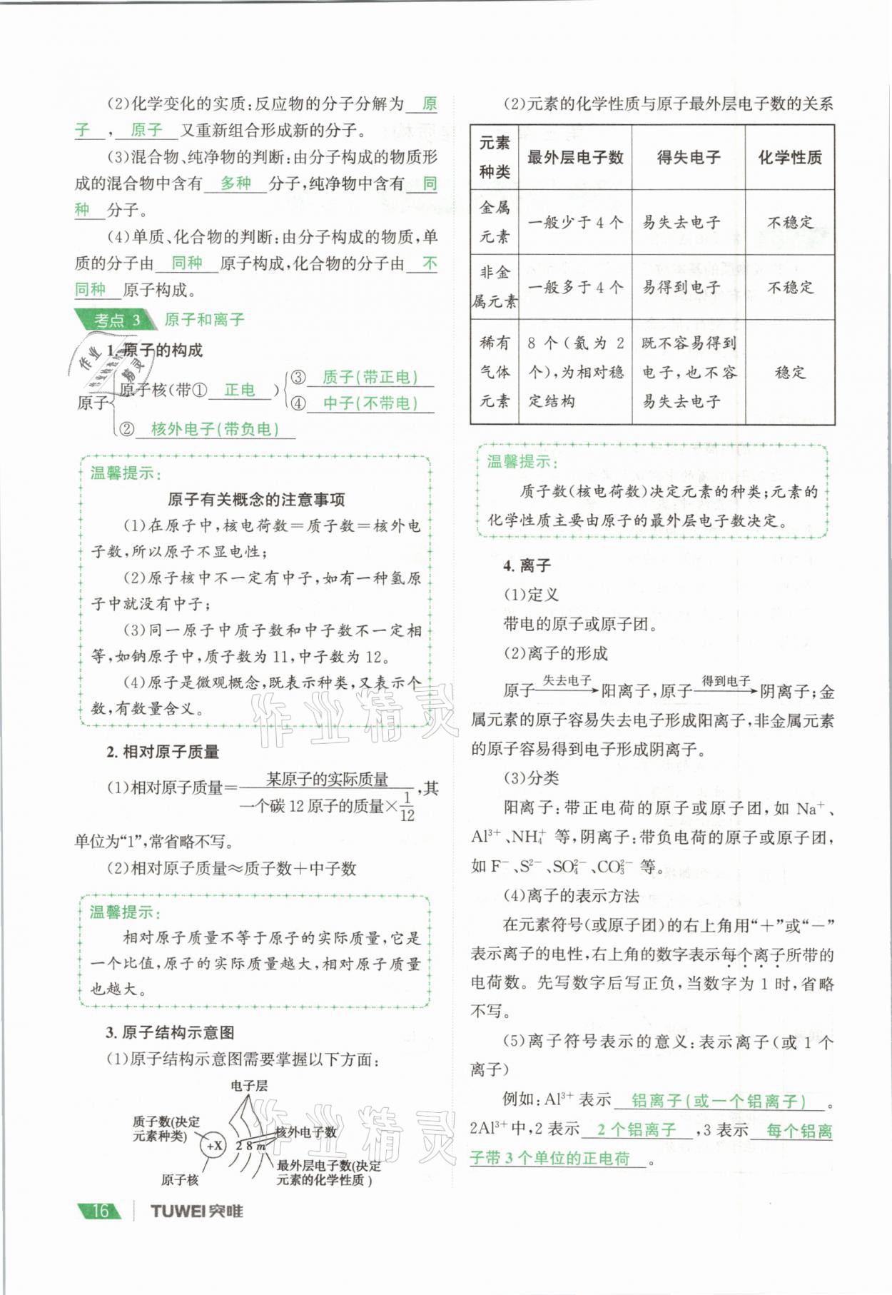2021年一戰(zhàn)通關(guān)中考總復(fù)習(xí)化學(xué)河南專版 參考答案第16頁