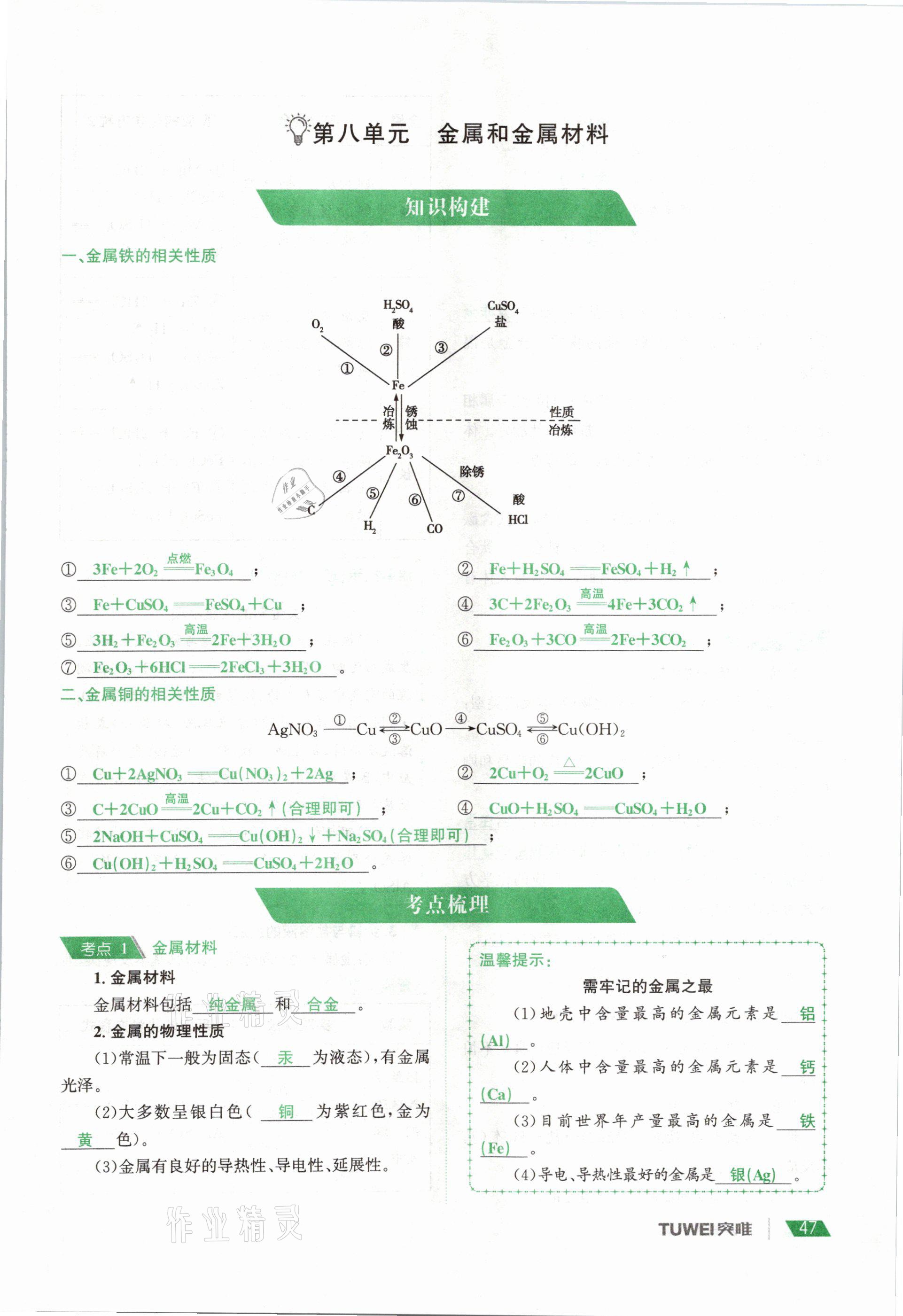 2021年一戰(zhàn)通關(guān)中考總復(fù)習(xí)化學(xué)河南專版 參考答案第47頁