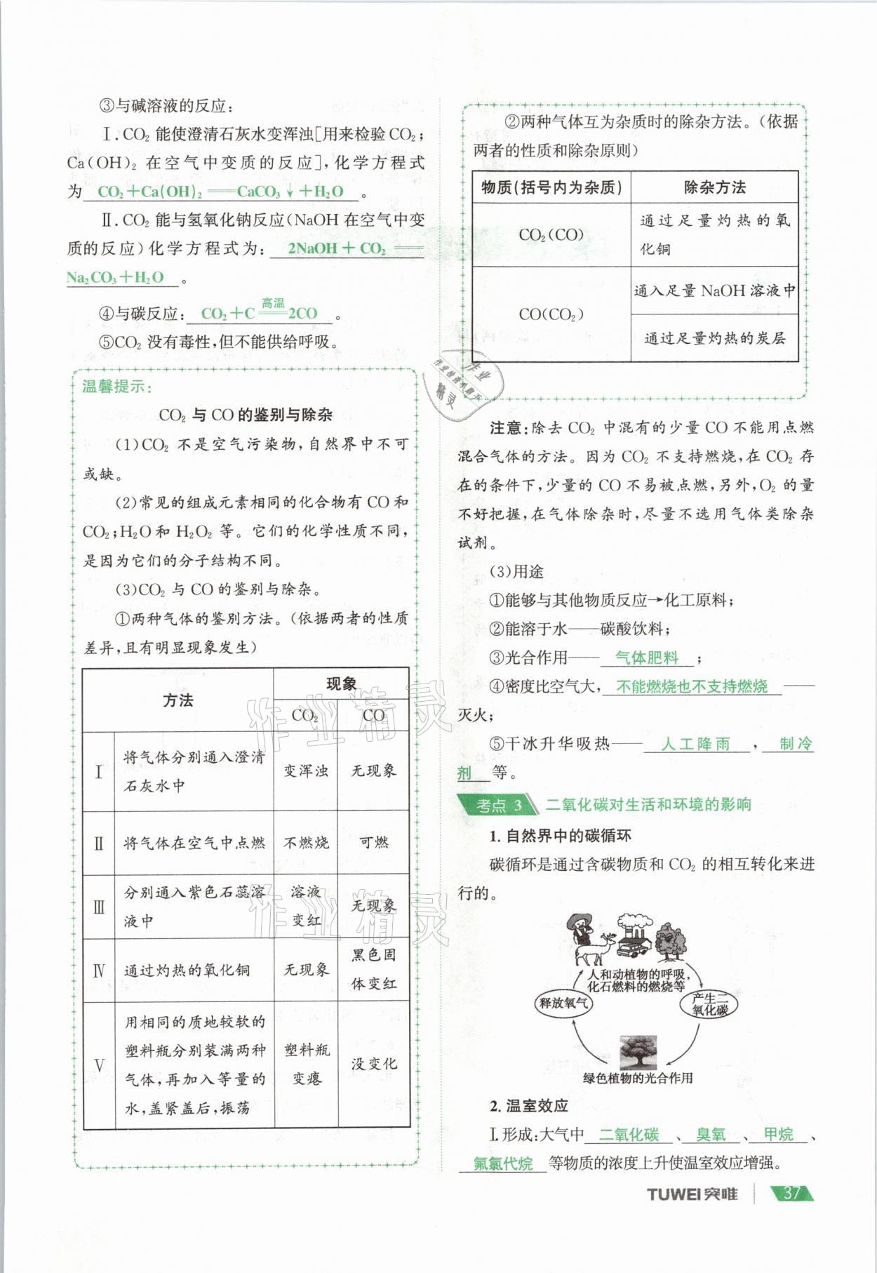 2021年一戰(zhàn)通關(guān)中考總復(fù)習(xí)化學(xué)河南專版 參考答案第37頁