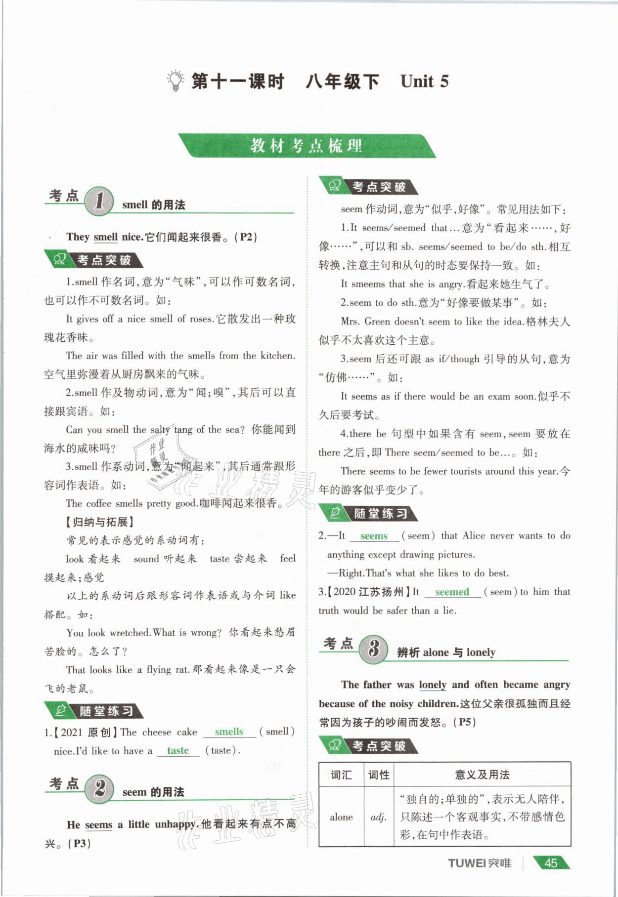 2021年一戰(zhàn)通關(guān)中考總復(fù)習(xí)英語課標(biāo)版河南專版 參考答案第45頁