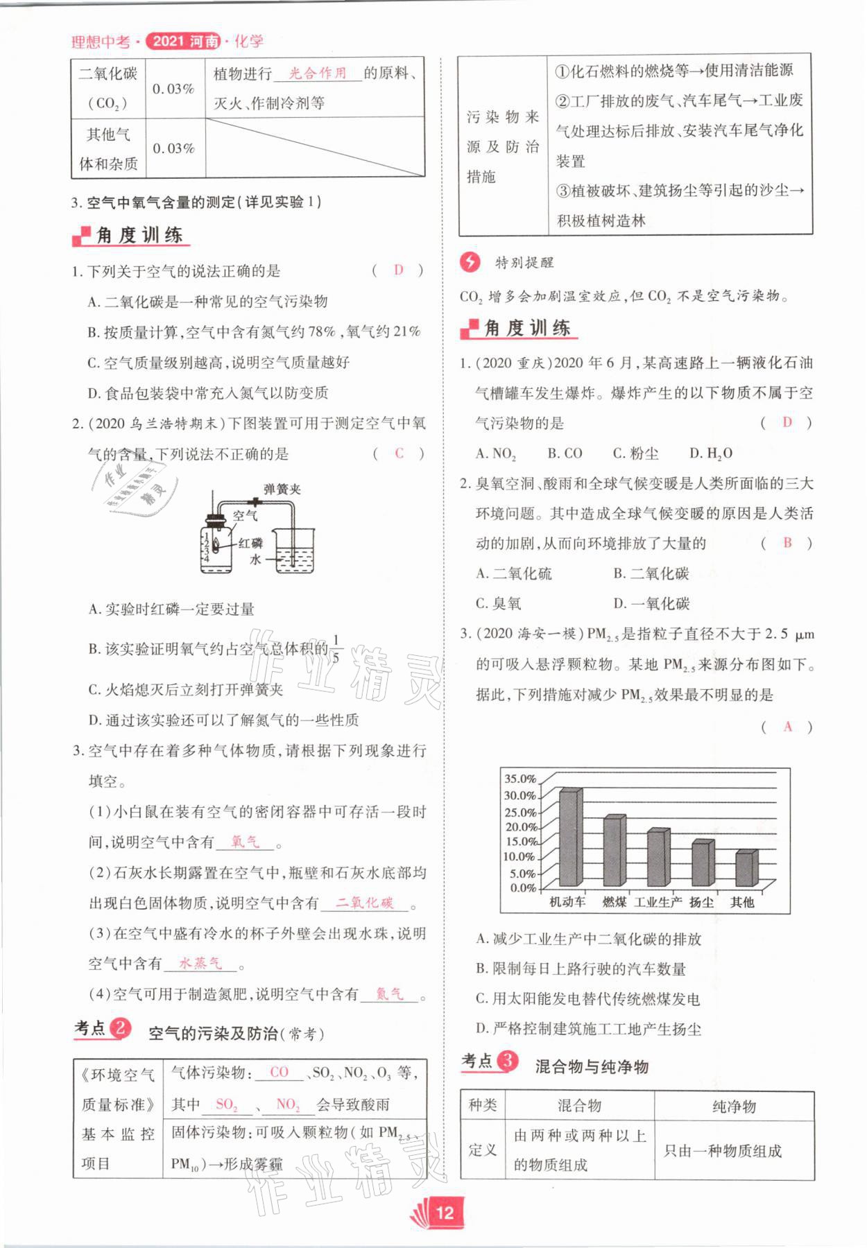2021年理想中考化學(xué)河南專版 參考答案第12頁(yè)