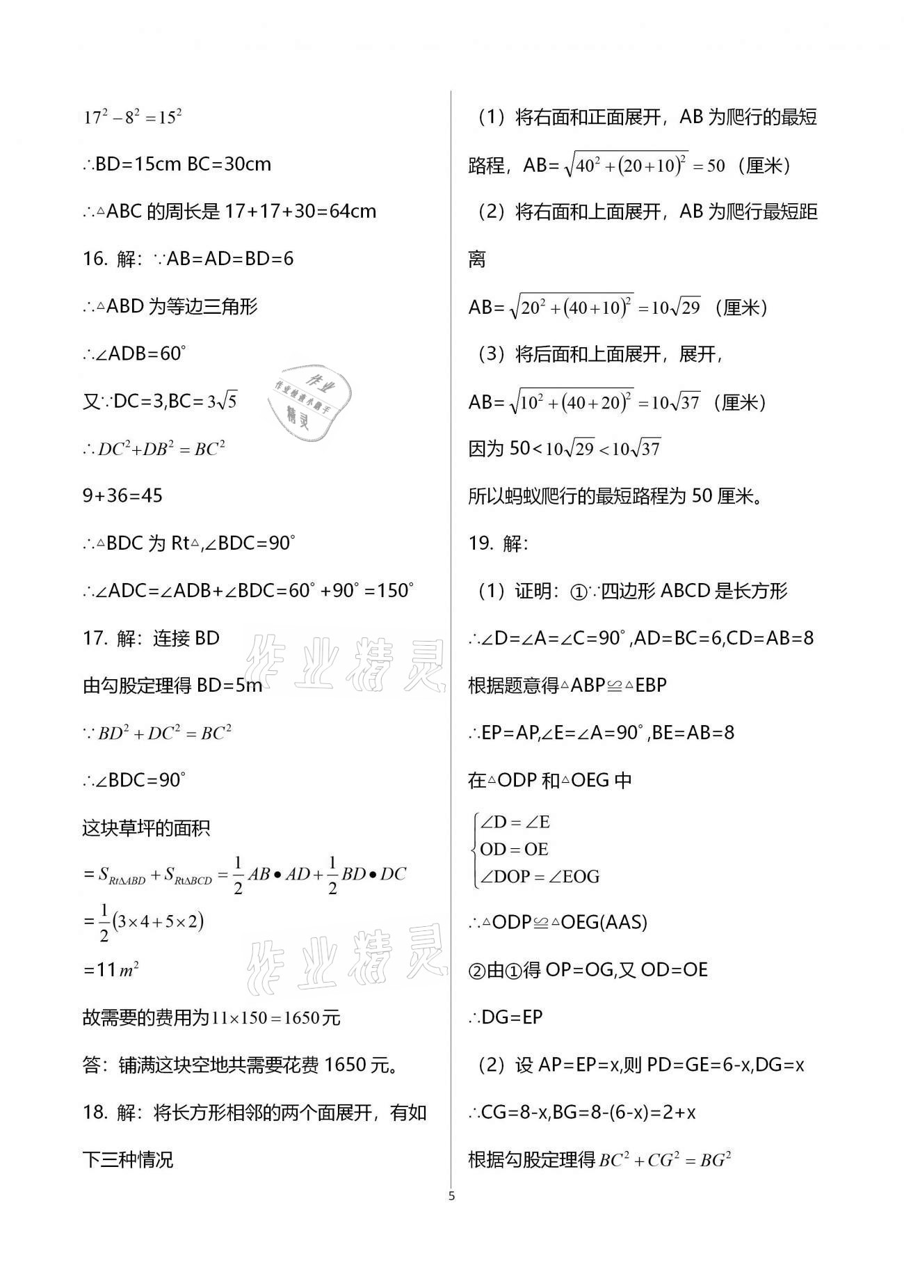 2020年點(diǎn)對(duì)點(diǎn)期末復(fù)習(xí)及智勝寒假八年級(jí)數(shù)學(xué) 參考答案第5頁(yè)