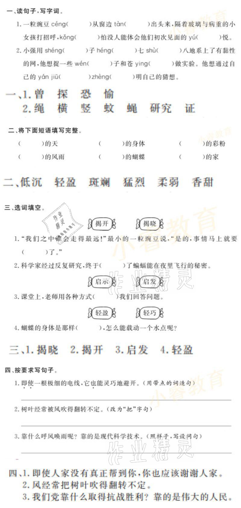 2021年湘岳假期寒假作业四年级语文 参考答案第11页