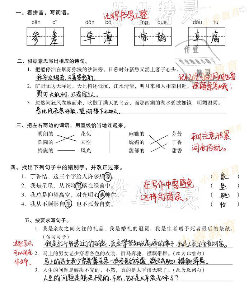 2021年欢乐假期寒假作业六年级语数英 参考答案第3页