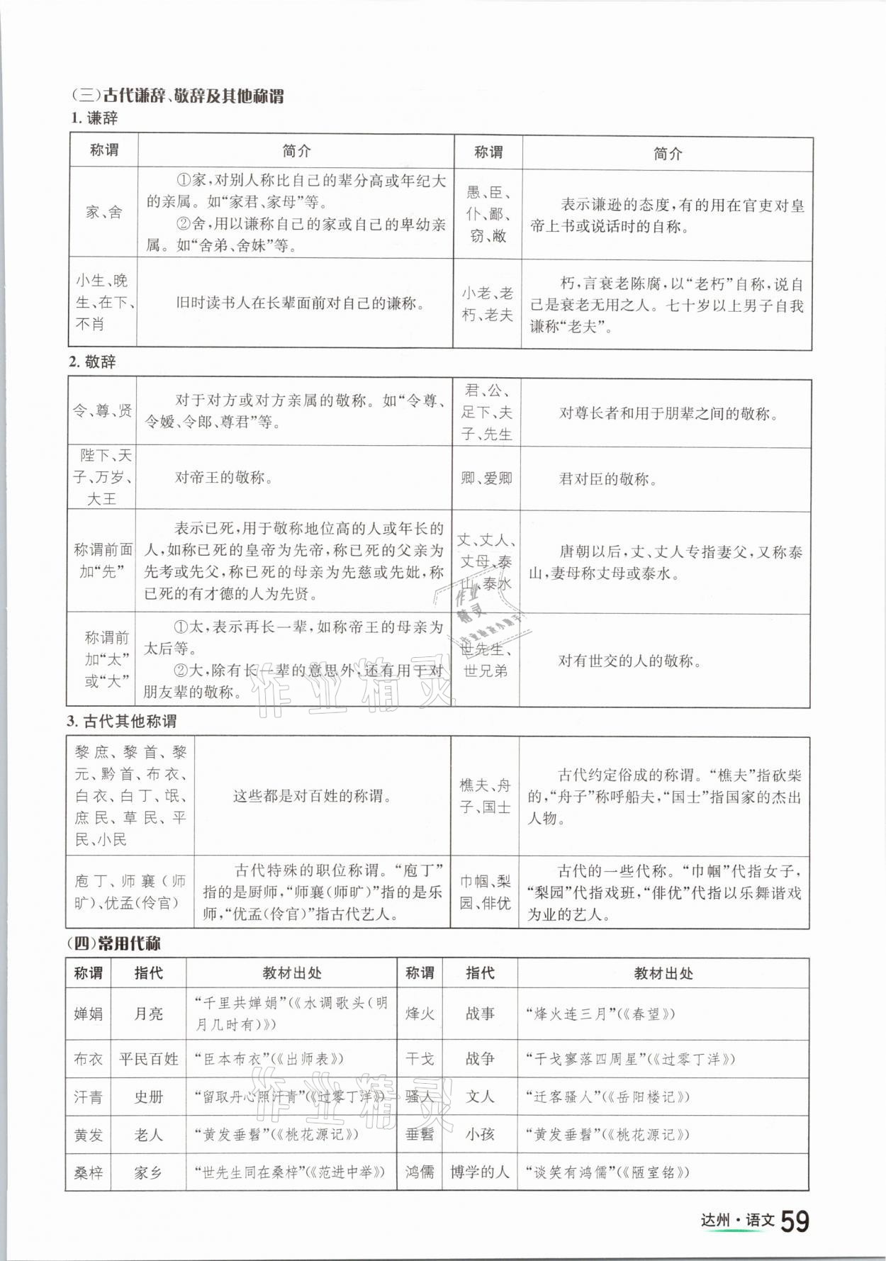 2021年国华考试中考总动员语文达州专版 参考答案第59页