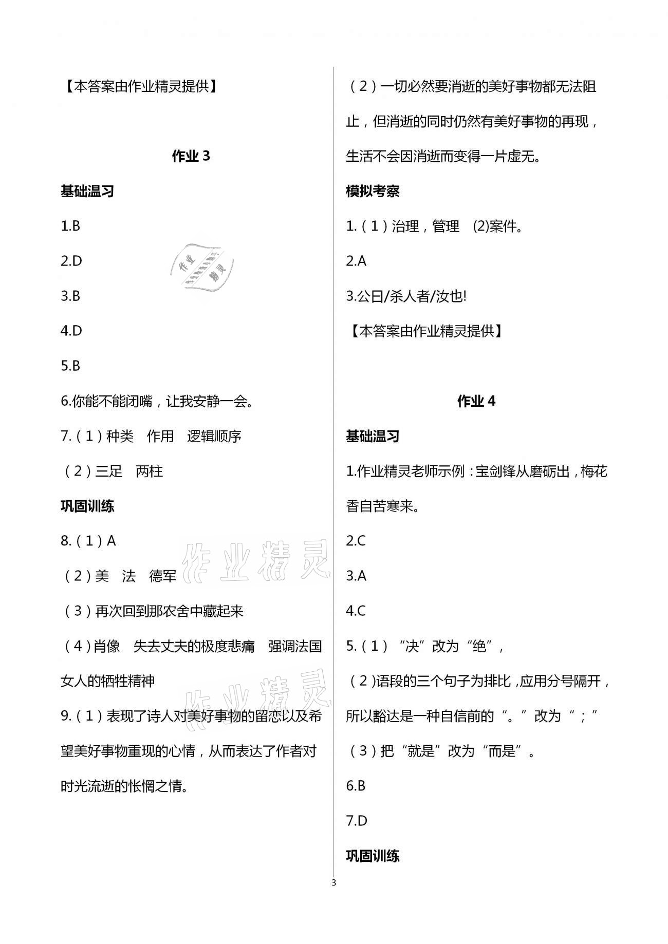 2021年寒假作九年級(jí)語(yǔ)文業(yè)湖南教育出版社 第3頁(yè)