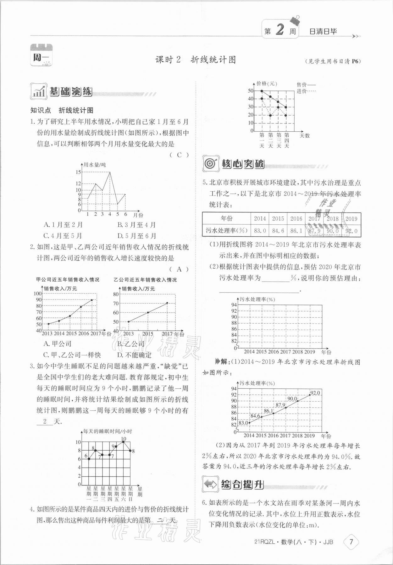 2021年日清周练八年级数学下册冀教版 参考答案第7页