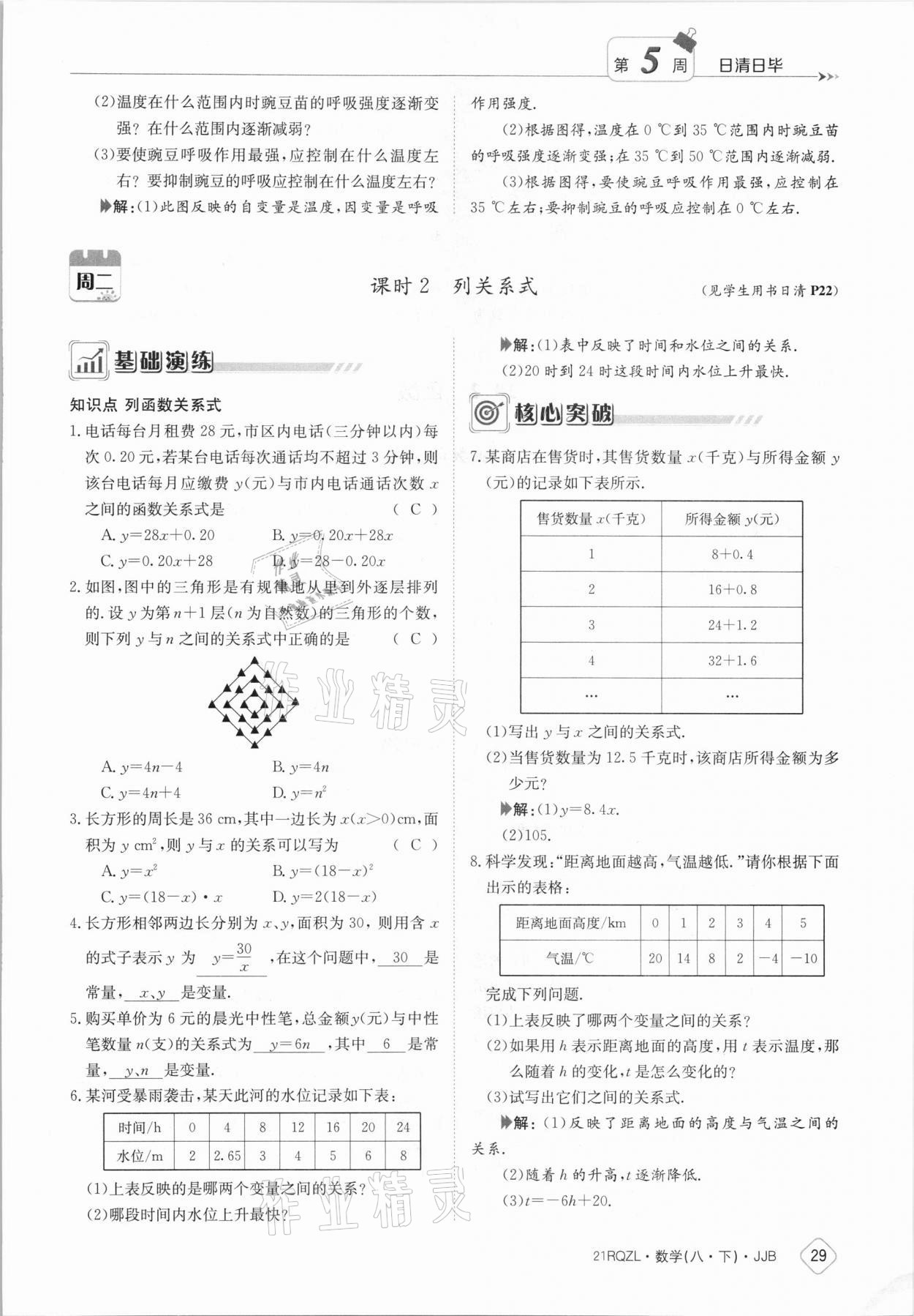 2021年日清周練八年級(jí)數(shù)學(xué)下冊冀教版 參考答案第29頁