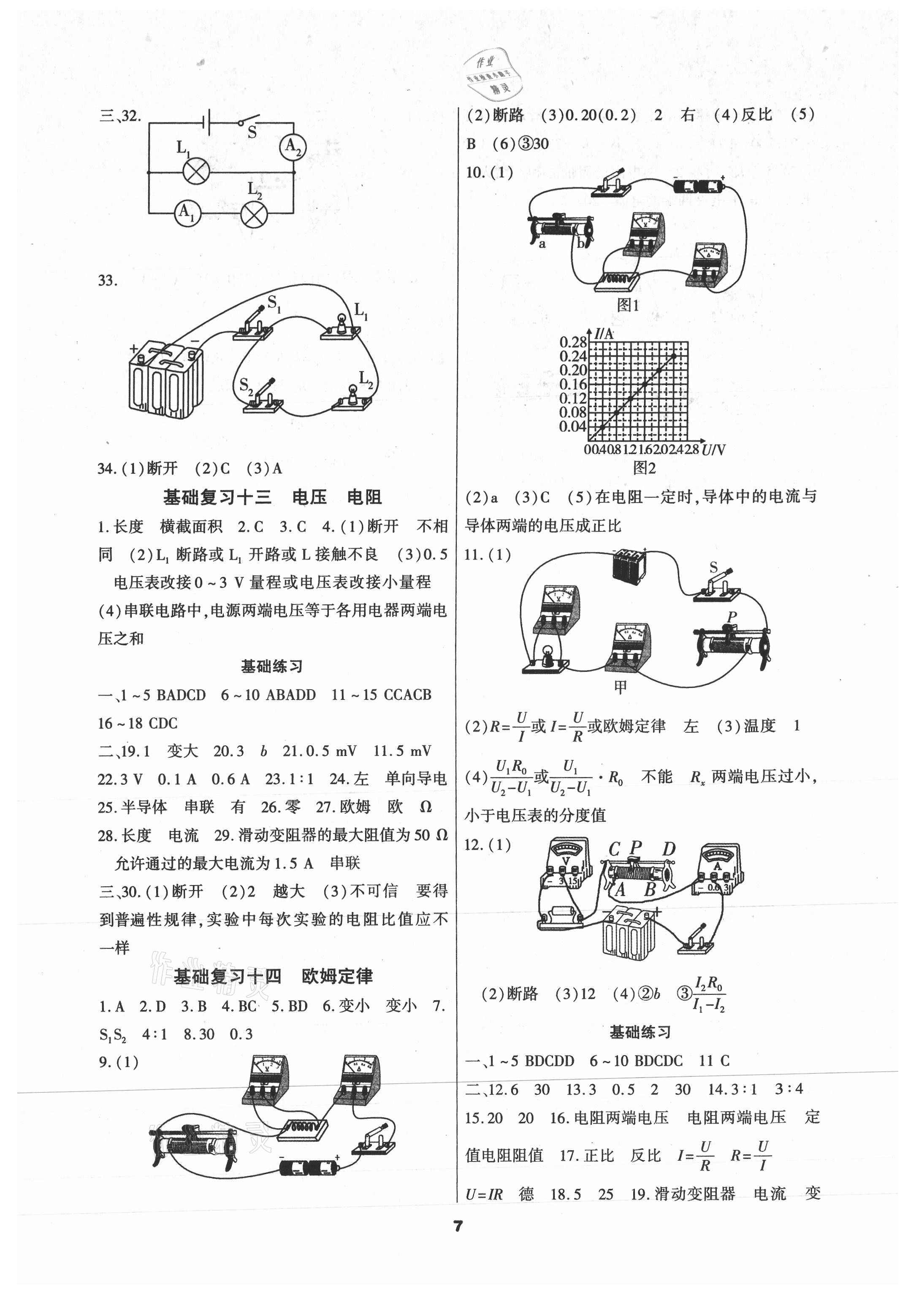 2021年中考一线题物理 参考答案第7页