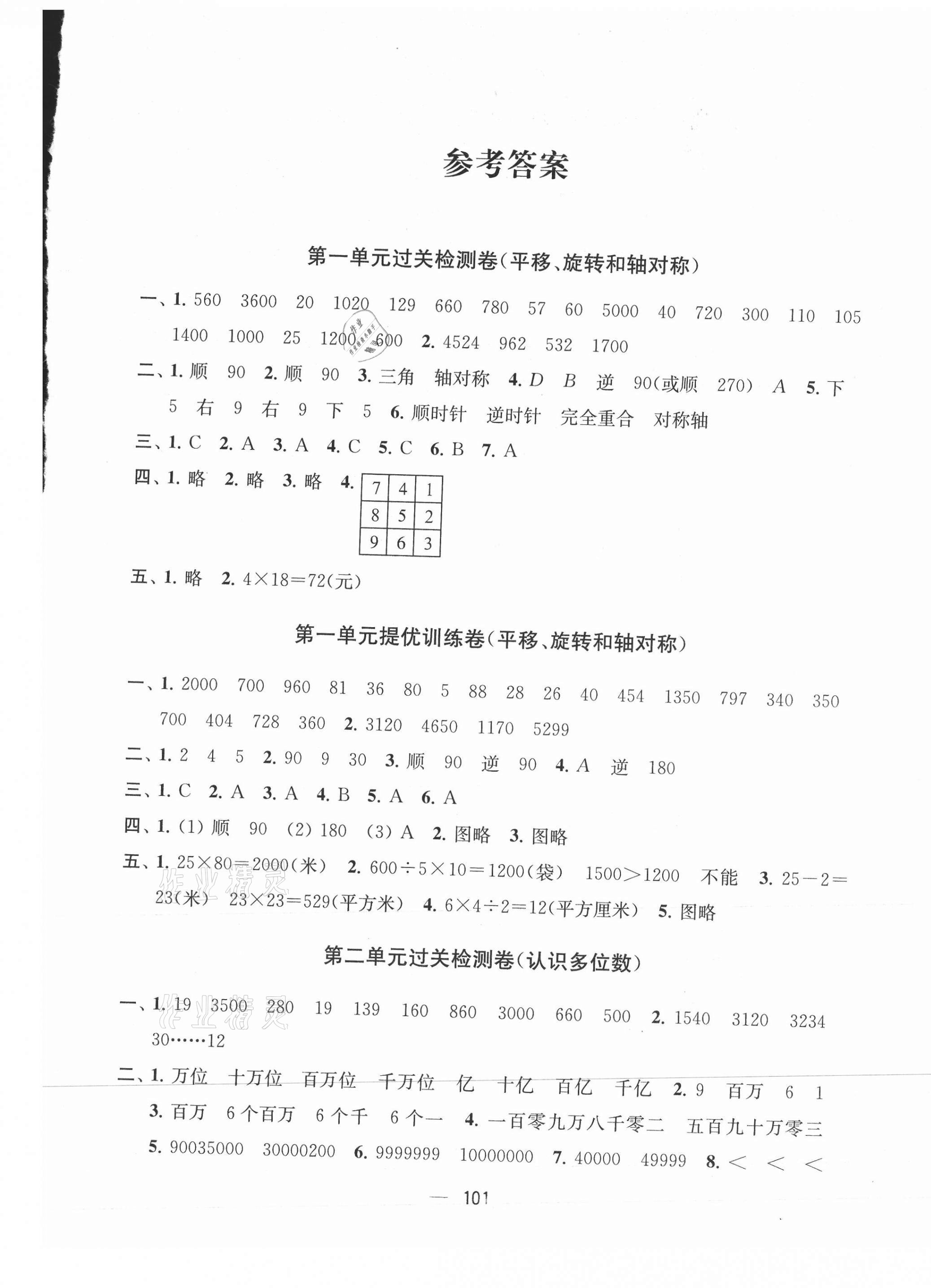 2021年金鑰匙提優(yōu)大試卷四年級數(shù)學(xué)下冊蘇教版 第1頁