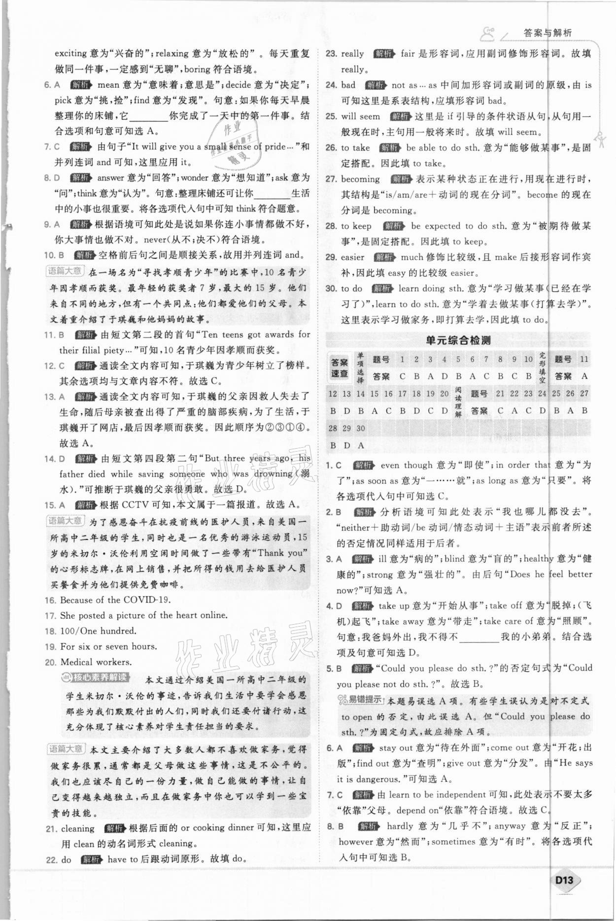 2021年少年班初中英語八年級下冊人教版 參考答案第13頁