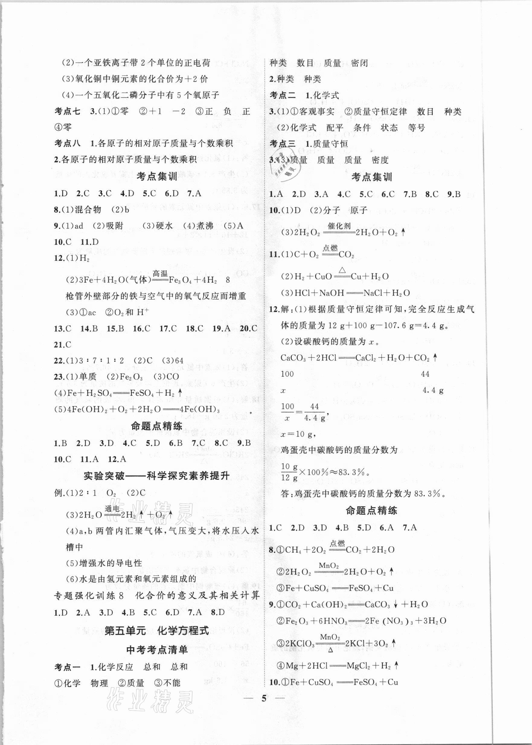 2021年中考科學集訓化學安徽專版 第5頁