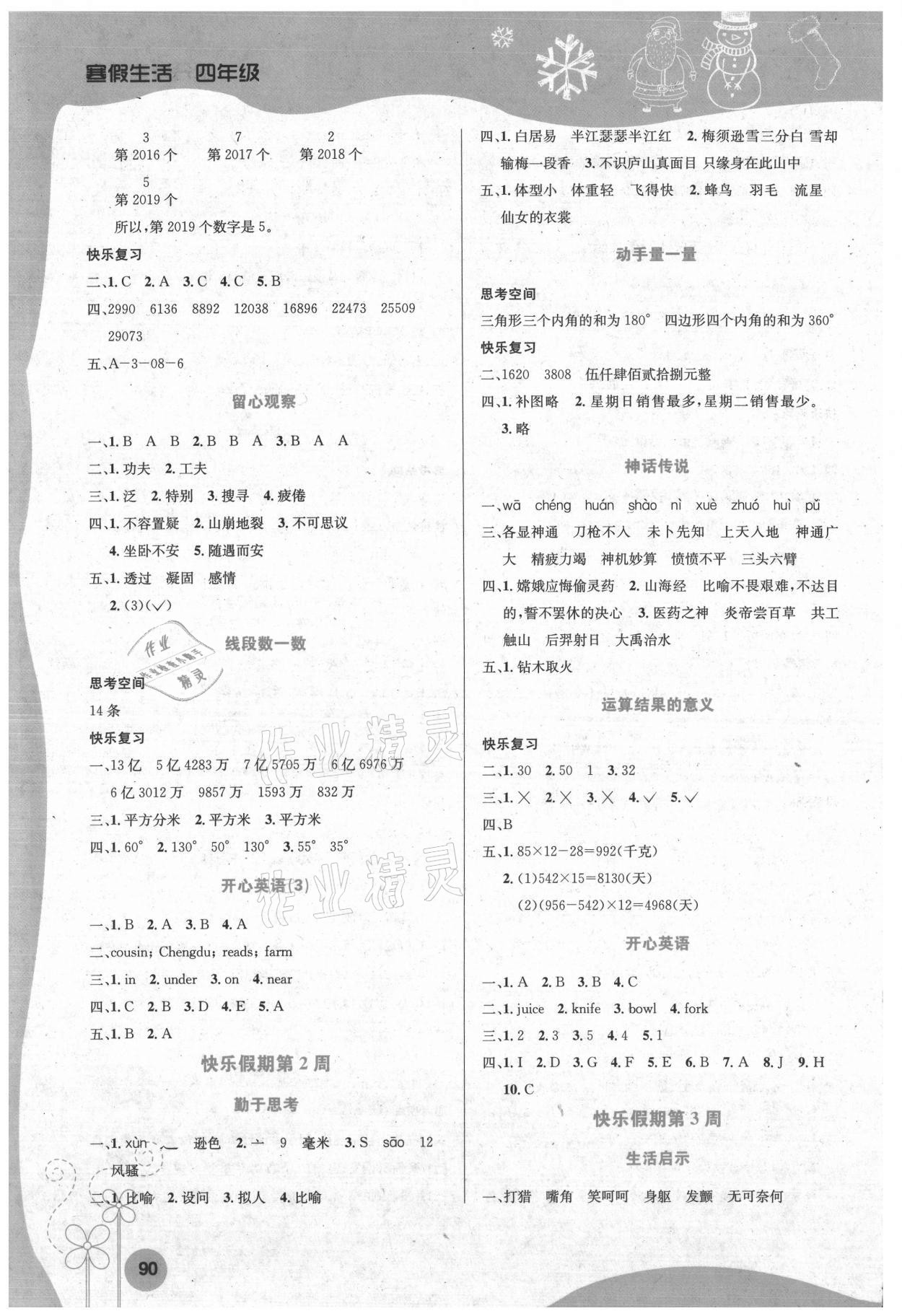2021年寒假生活四年級安徽科學技術(shù)出版社 第2頁
