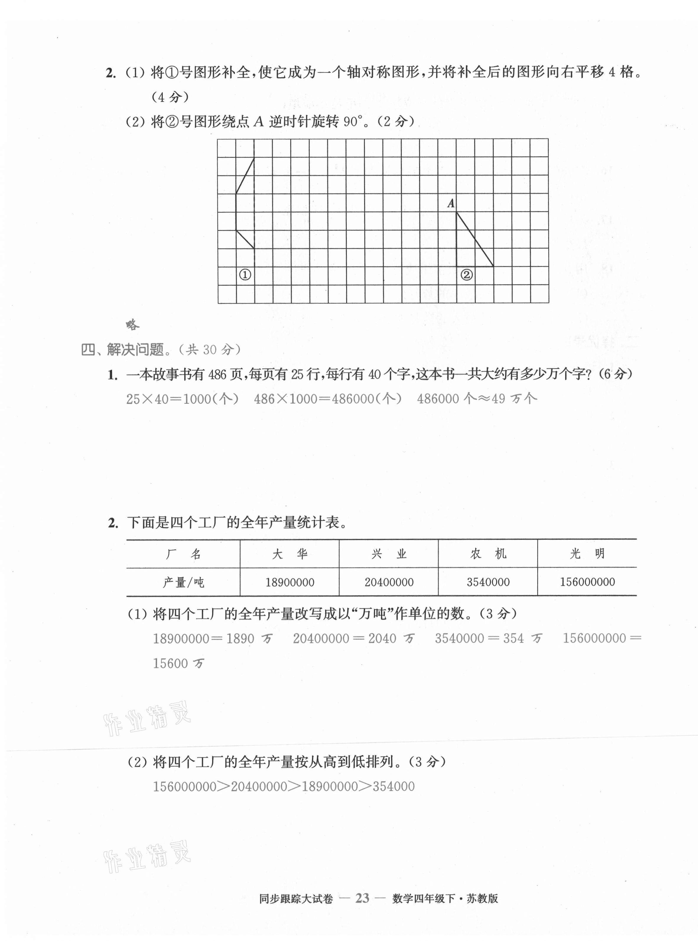 2021年復(fù)習(xí)金卷同步跟蹤大試卷四年級數(shù)學(xué)下冊蘇教版 第23頁