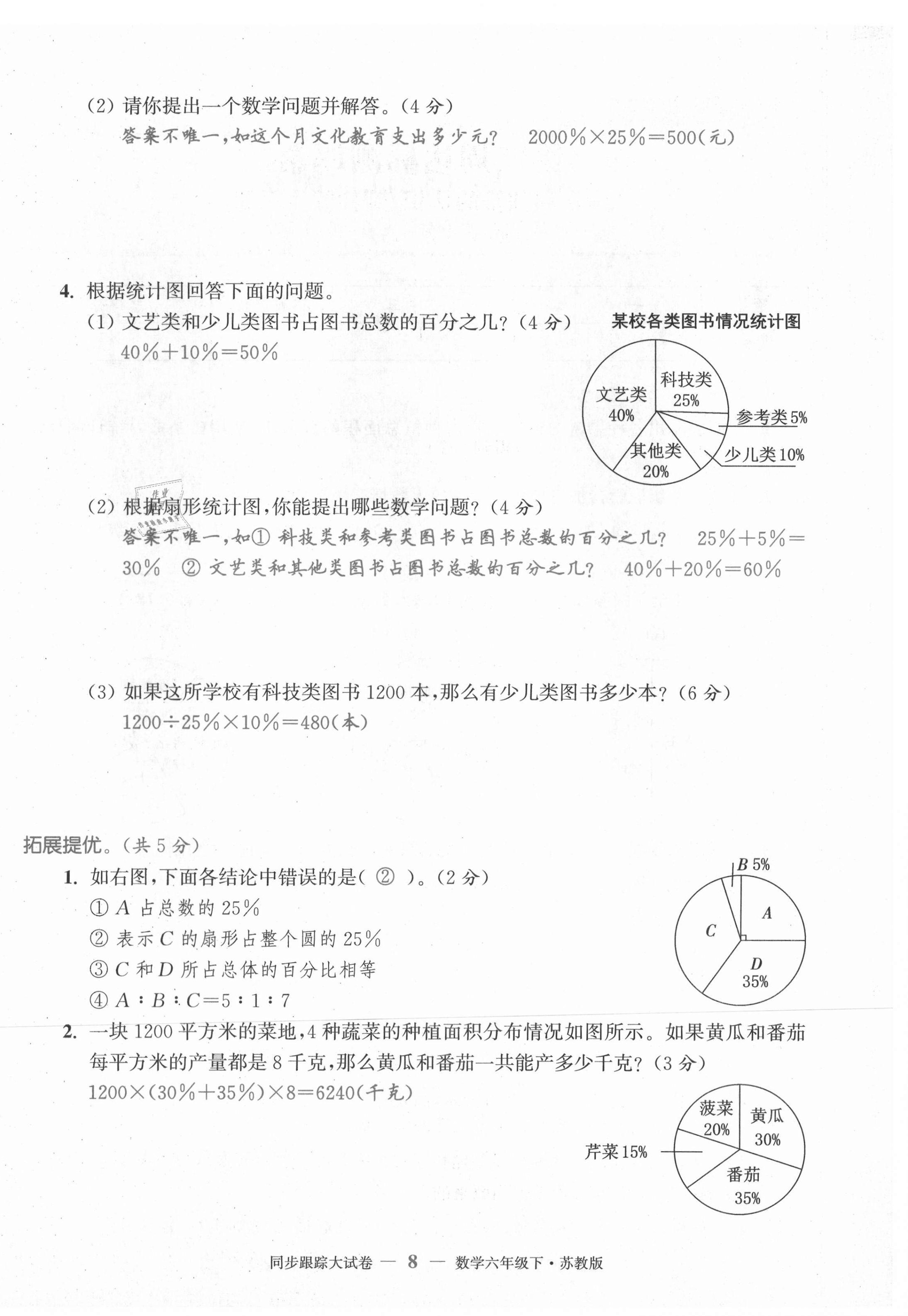 2021年復(fù)習(xí)金卷同步跟蹤大試卷六年級(jí)數(shù)學(xué)下冊(cè)蘇教版 第8頁(yè)