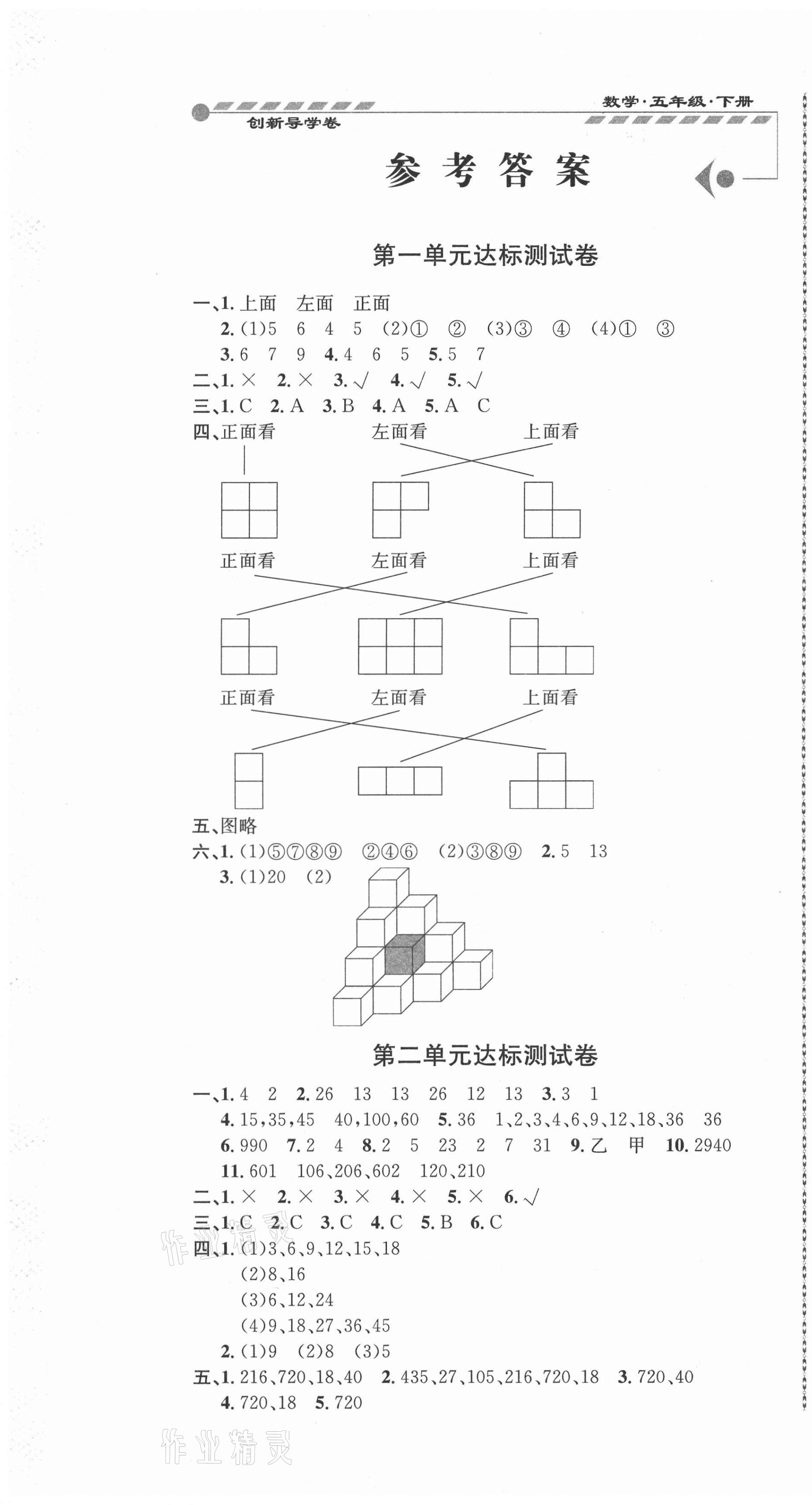 2021年創(chuàng)新導(dǎo)學(xué)卷五年級數(shù)學(xué)下冊人教版 第1頁