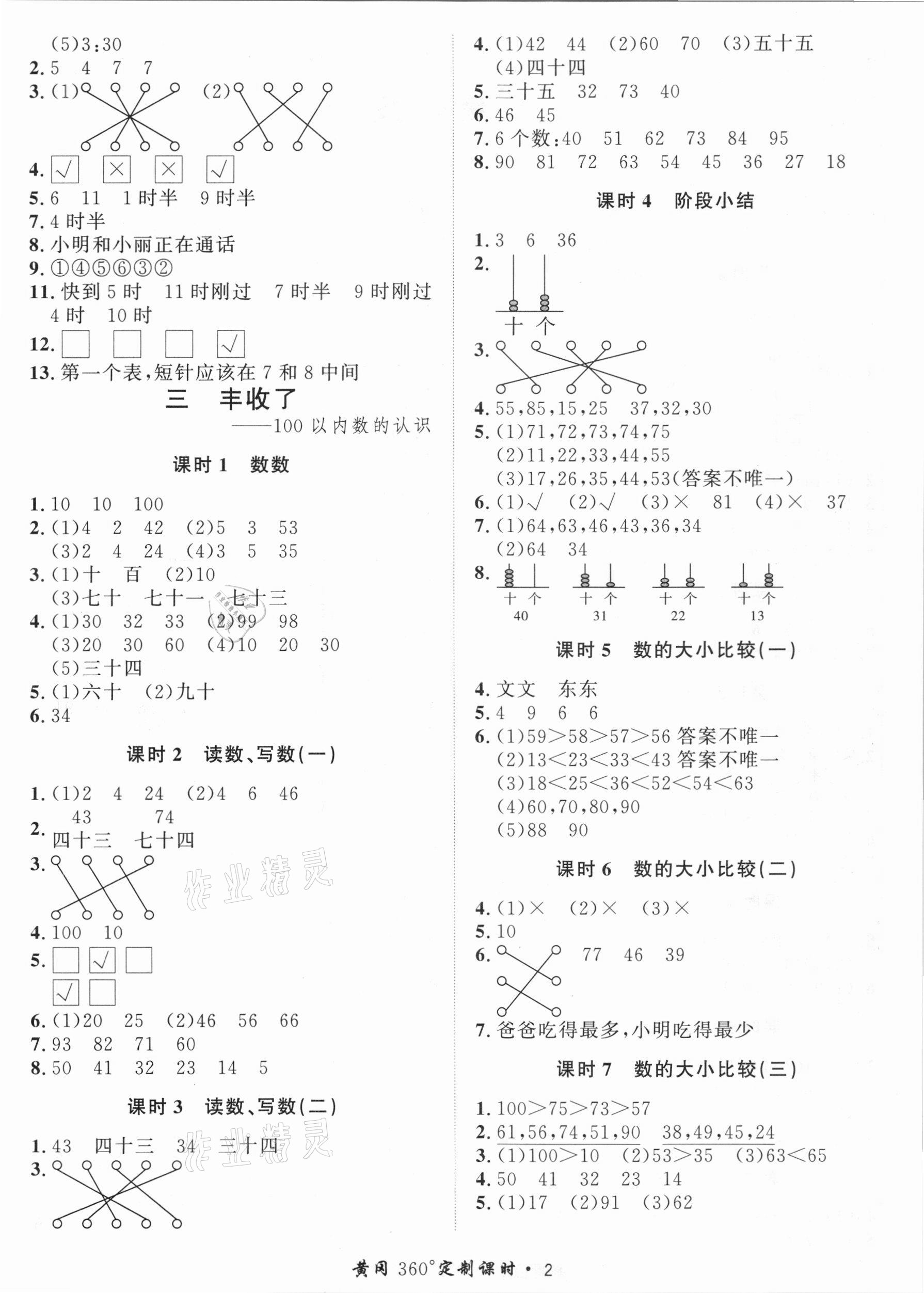 2021年黃岡360定制課時一年級數(shù)學下冊青島版 第2頁