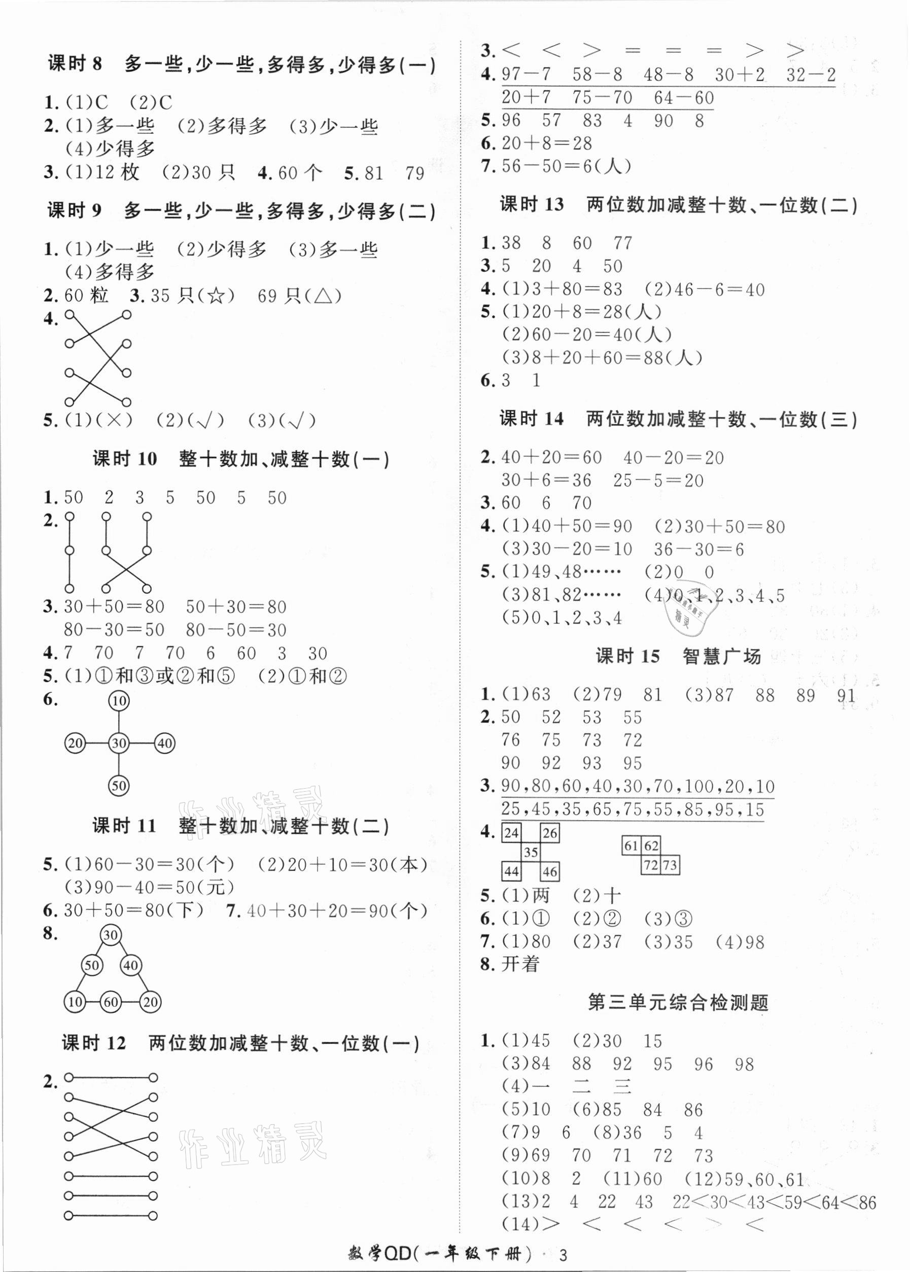 2021年黃岡360定制課時一年級數學下冊青島版 第3頁
