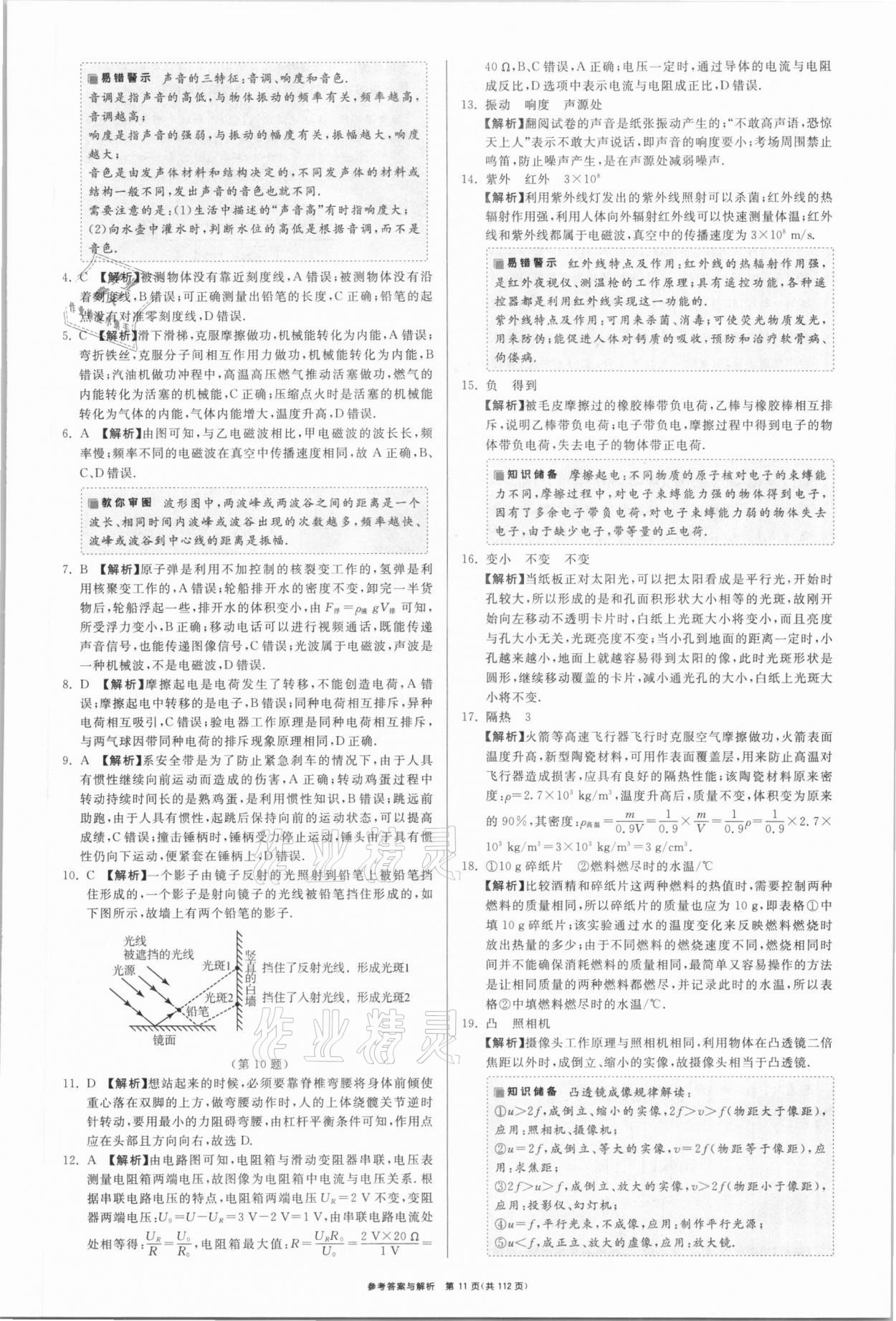 2021年中考復(fù)習(xí)制勝金卷物理?yè)P(yáng)州專版 參考答案第11頁(yè)