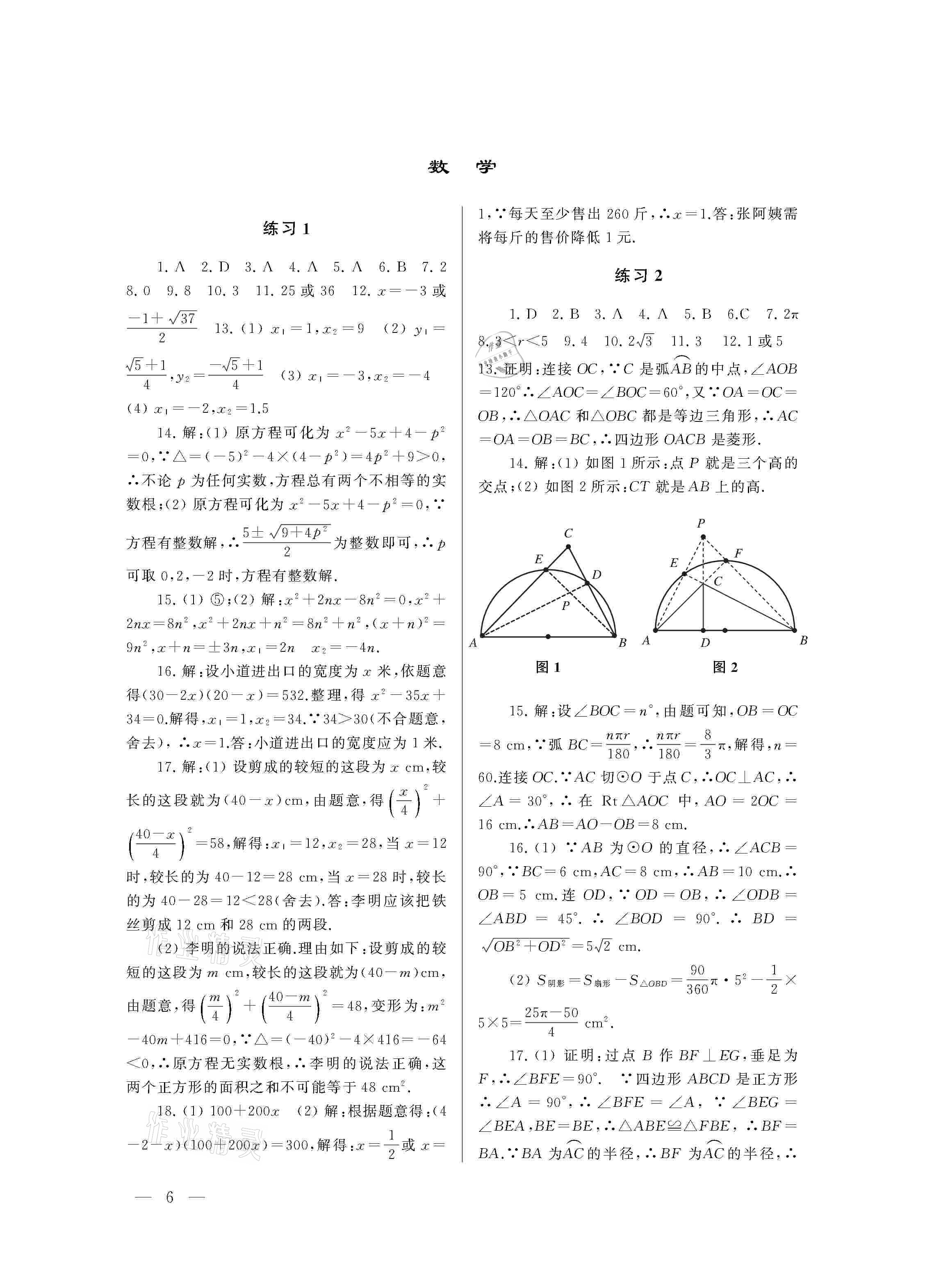 2021年初中寒假作业九年级南京大学出版社 参考答案第6页