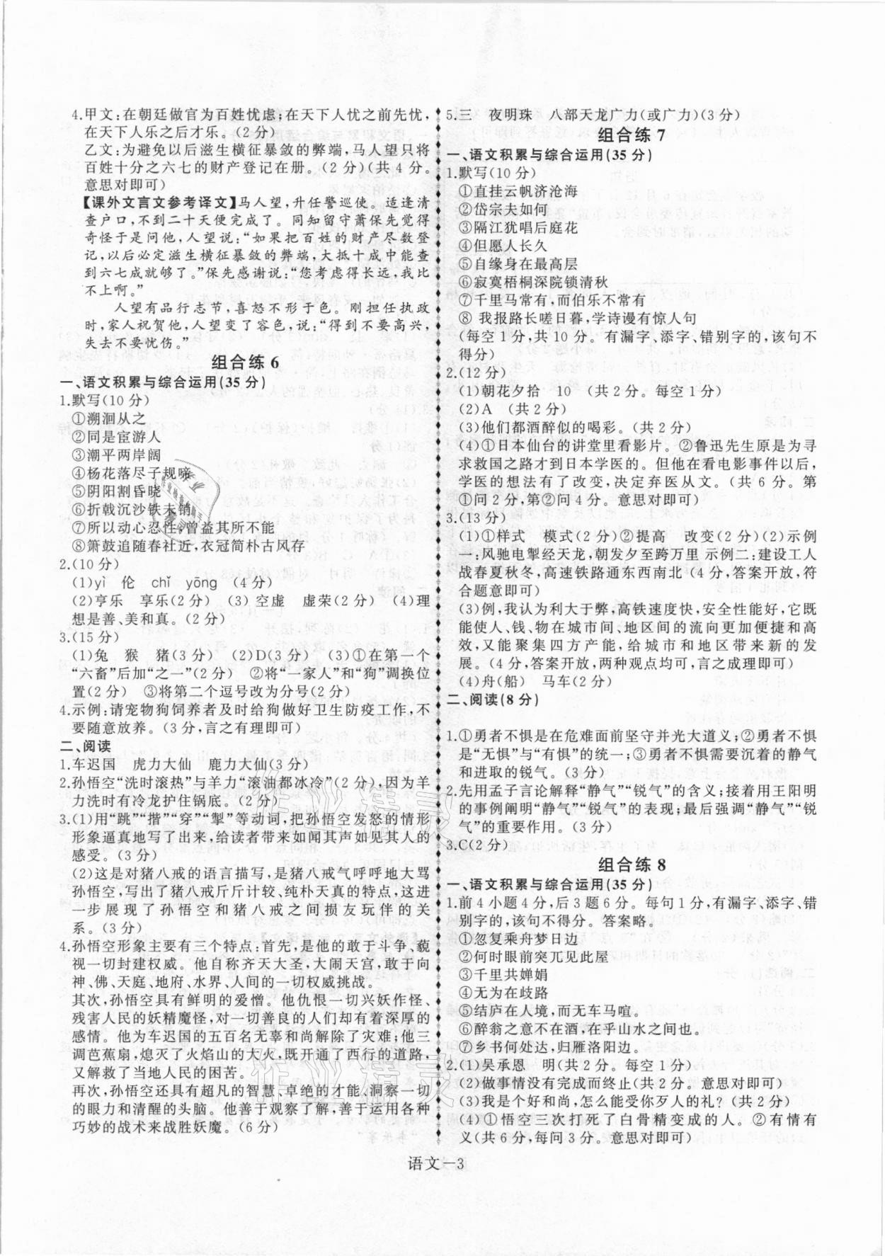 2021年優等生中考試題精選語文安徽專版 第3頁