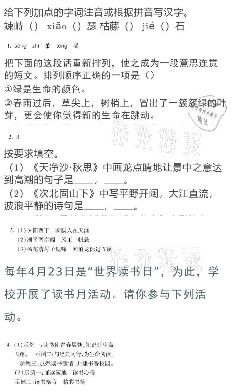 2021年假期樂園寒假七年級(jí)北京教育出版社河南專版 參考答案第19頁