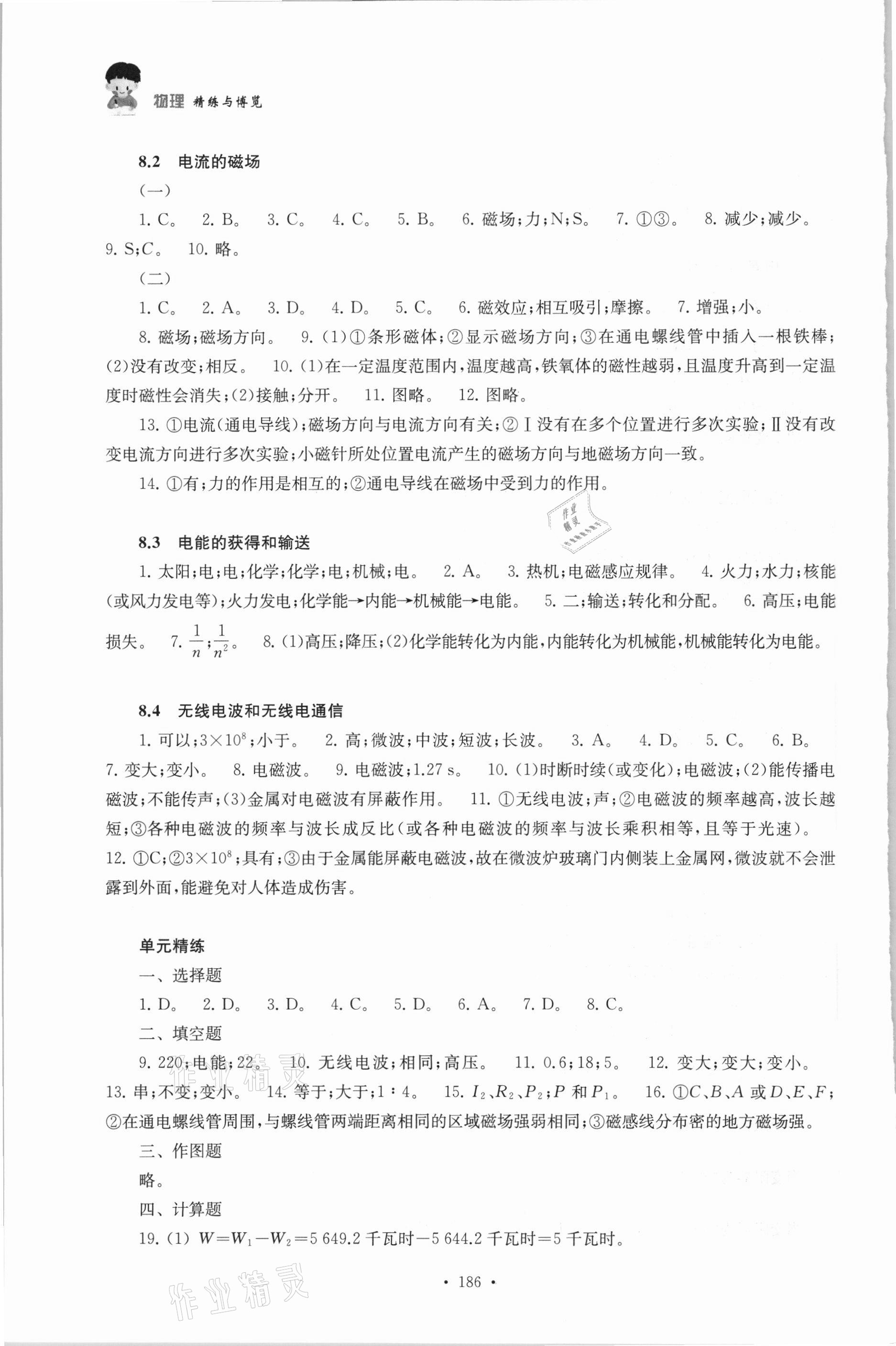 2021年精练与博览九年级物理第二学期沪教版 参考答案第3页