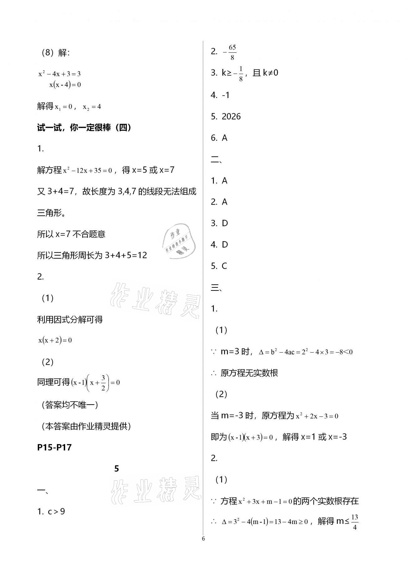 2021年寒假樂園九年級數(shù)學(xué)華師大版海南出版社 第6頁