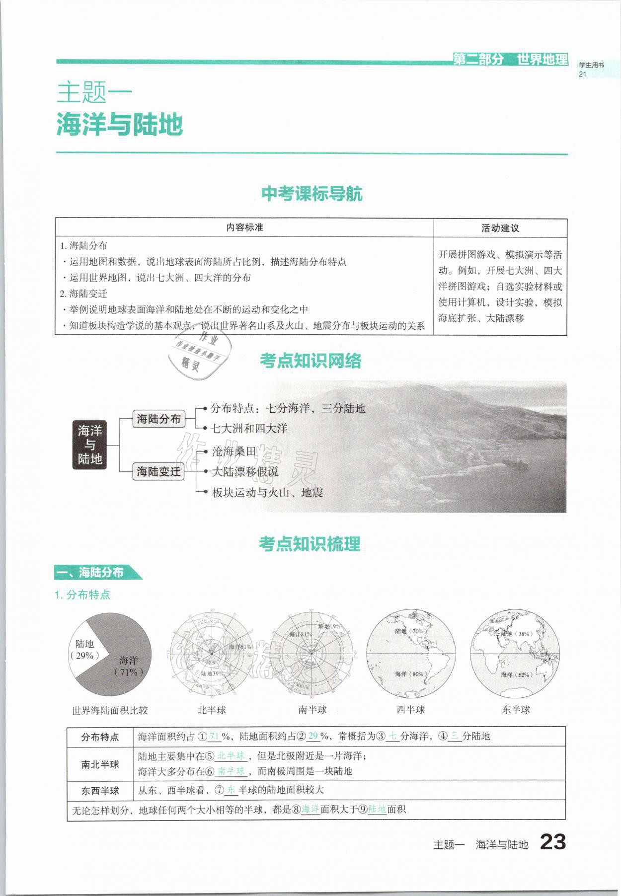 2021年滾動(dòng)遷移中考總復(fù)習(xí)地理山西專版 參考答案第23頁(yè)