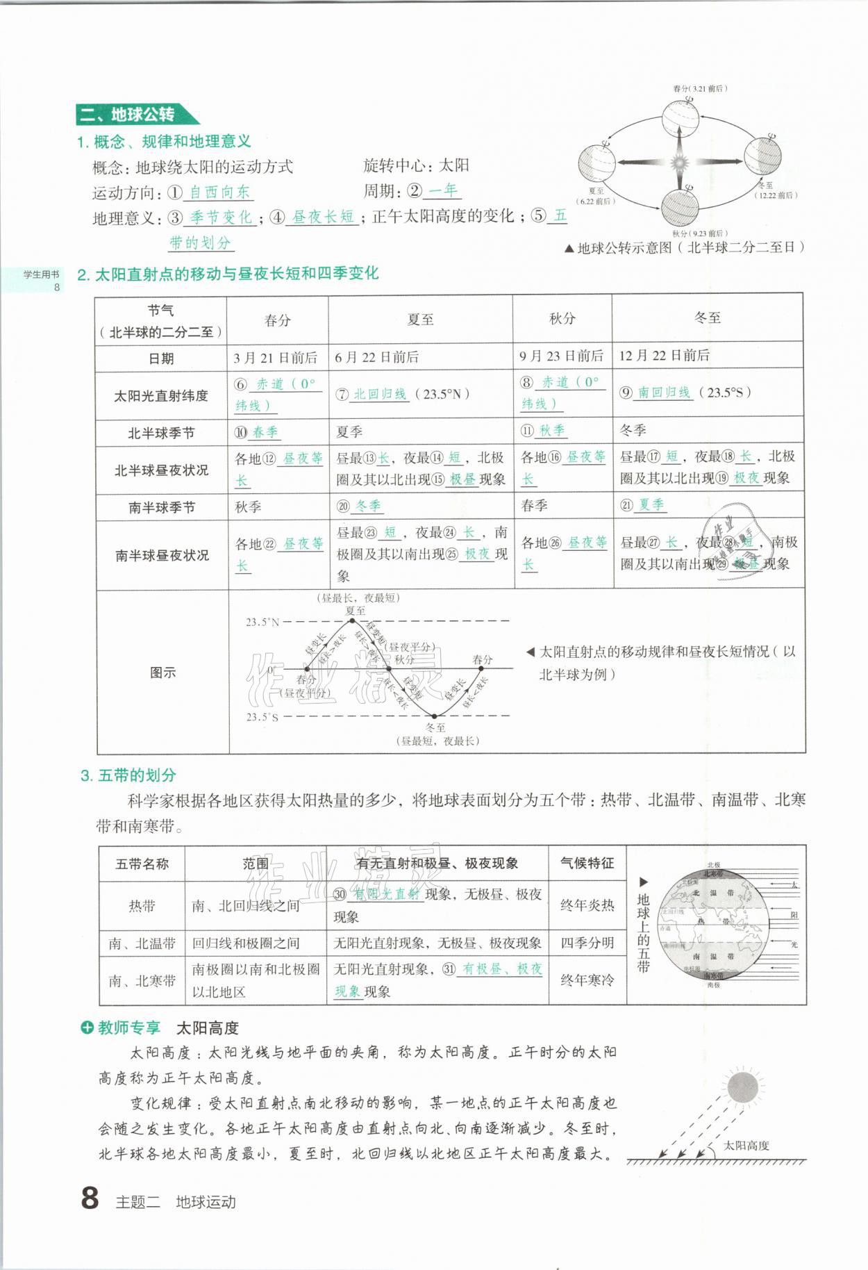 2021年滾動遷移中考總復習地理山西專版 參考答案第8頁