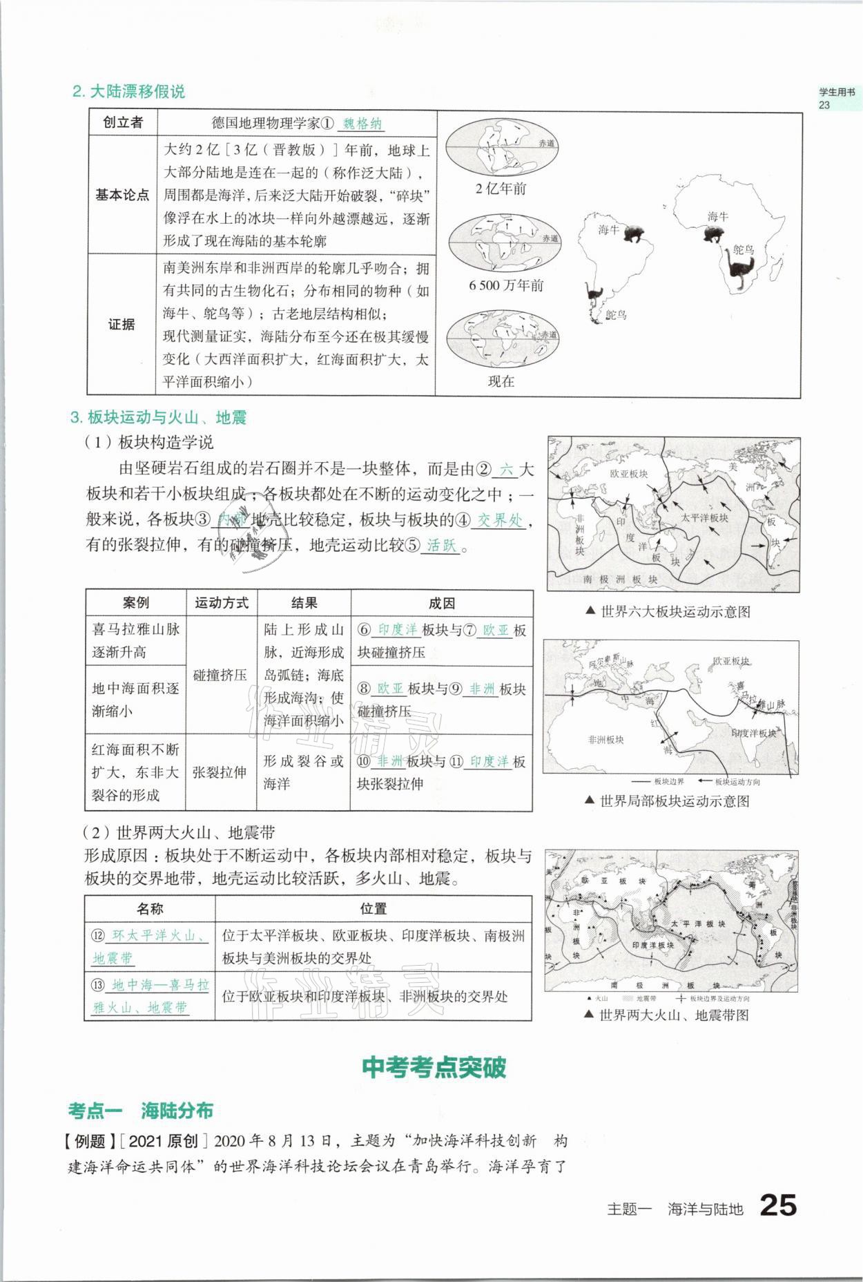 2021年滾動遷移中考總復(fù)習(xí)地理山西專版 參考答案第25頁