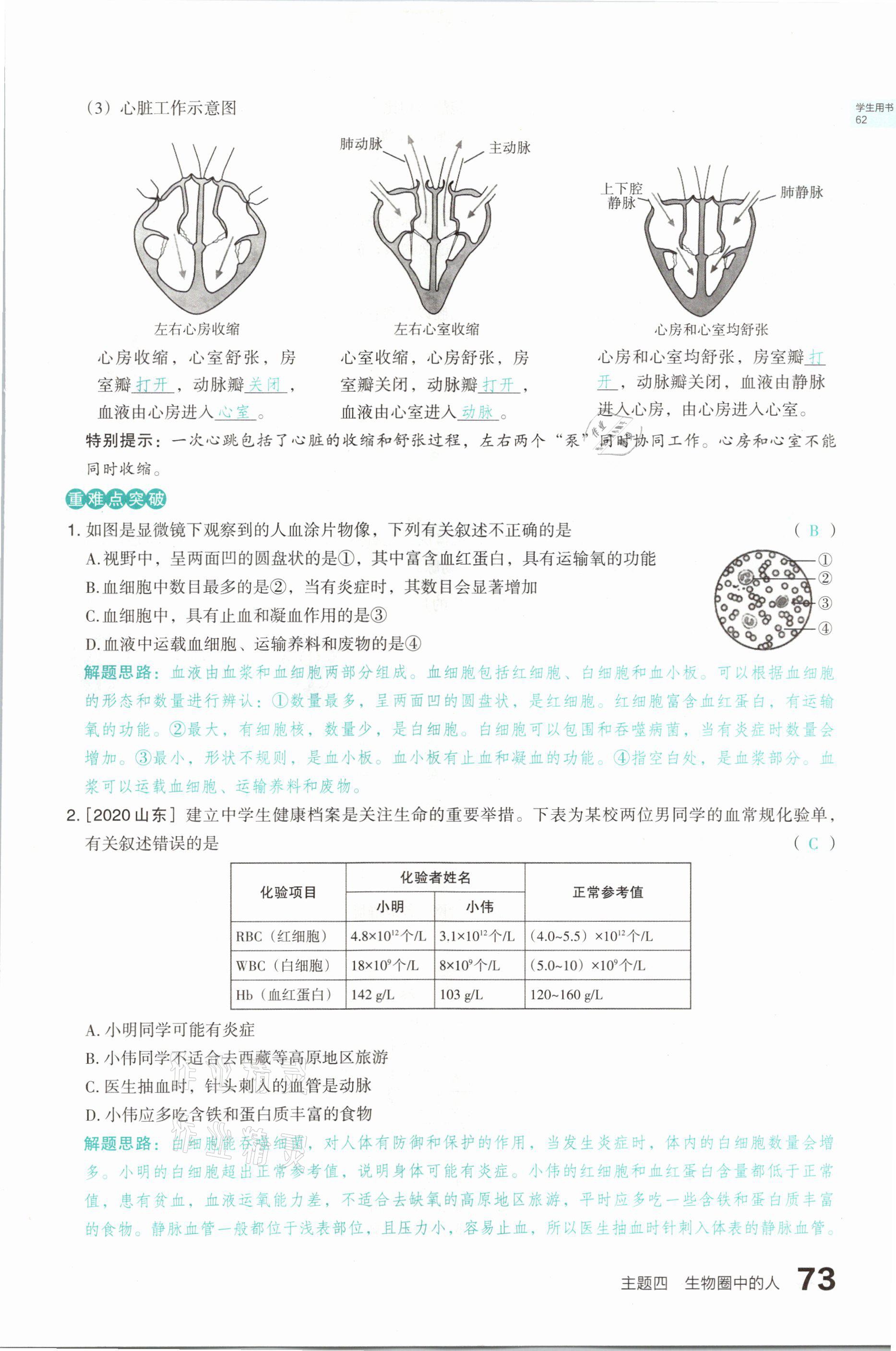 2021年滾動遷移中考總復(fù)習(xí)生物學(xué)山西專版 參考答案第73頁