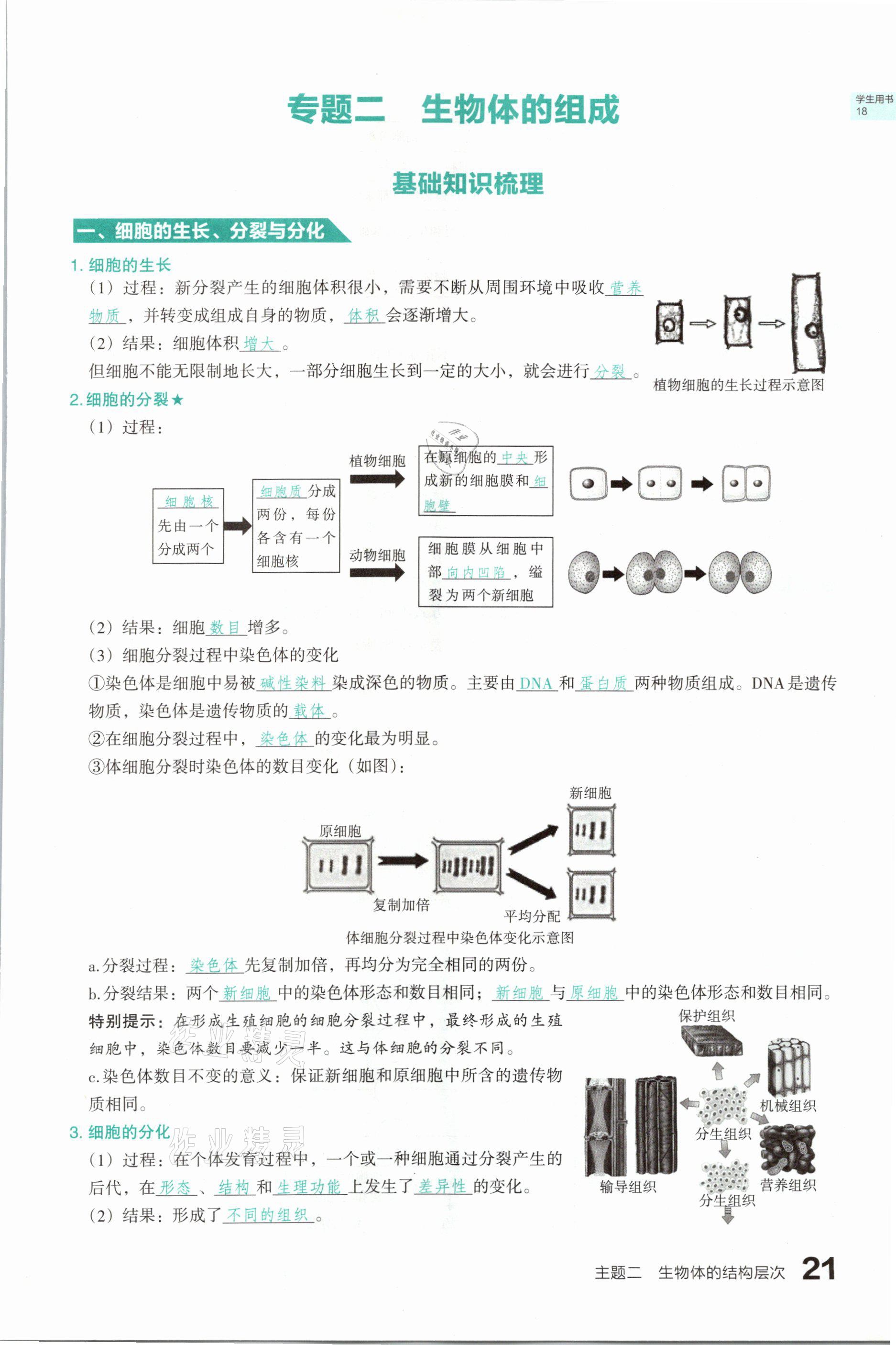 2021年滾動(dòng)遷移中考總復(fù)習(xí)生物學(xué)山西專版 參考答案第21頁