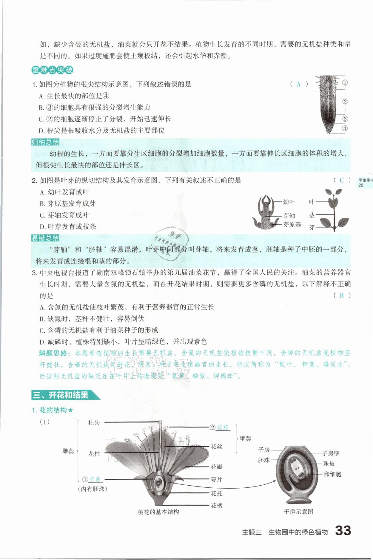 2021年滾動遷移中考總復習生物學山西專版 參考答案第33頁