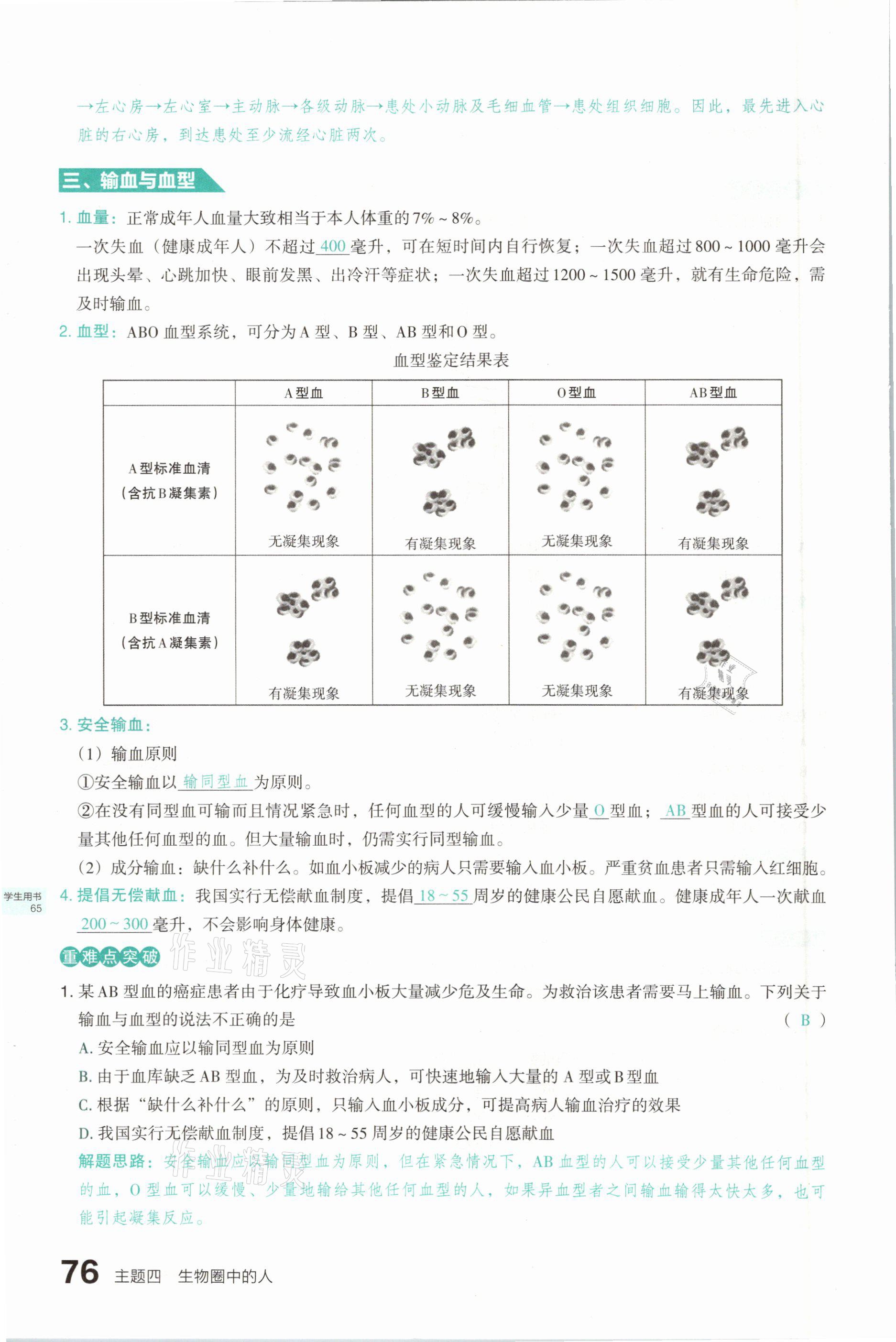 2021年滾動遷移中考總復(fù)習(xí)生物學(xué)山西專版 參考答案第76頁