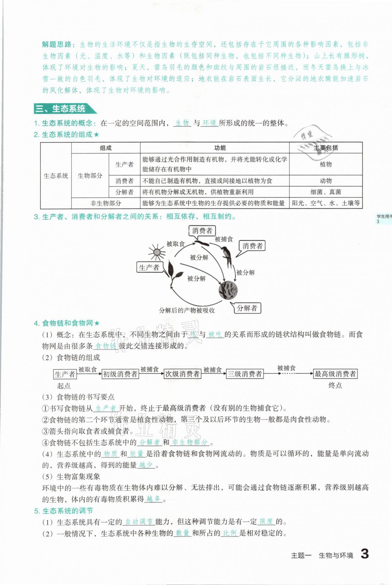 2021年滾動(dòng)遷移中考總復(fù)習(xí)生物學(xué)山西專版 參考答案第3頁