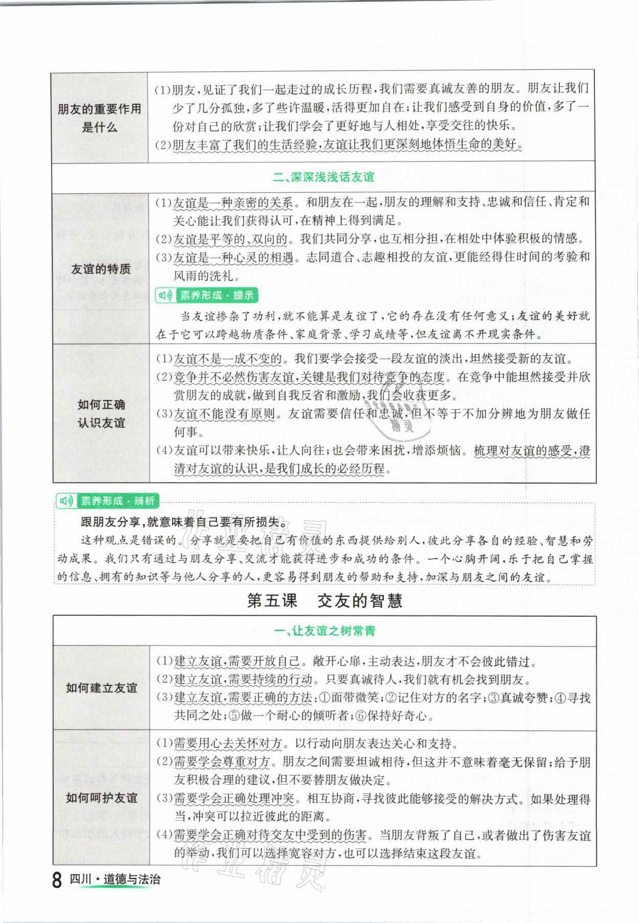 2021年中考2號(hào)道德與法治四川專版 參考答案第8頁