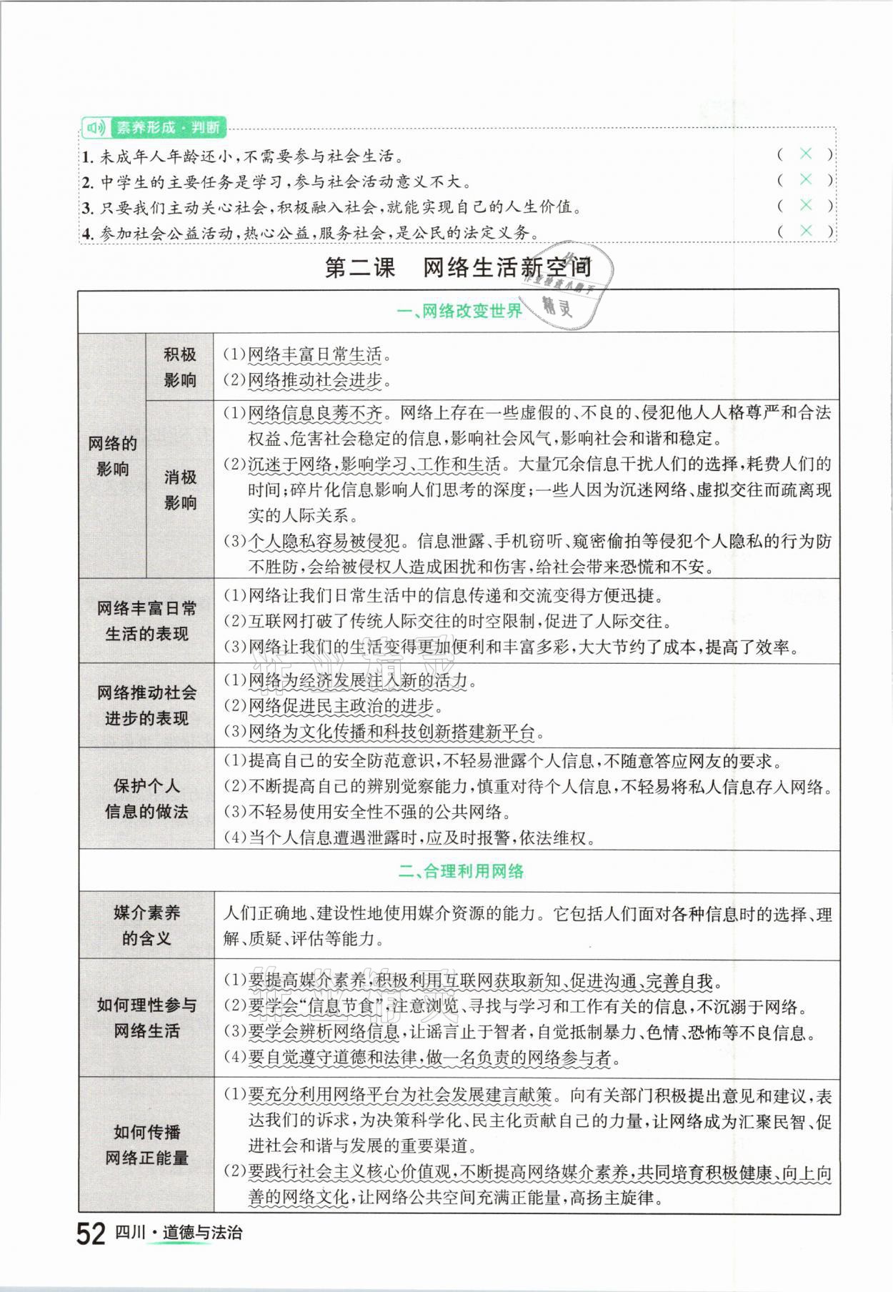 2021年中考2號道德與法治四川專版 參考答案第52頁