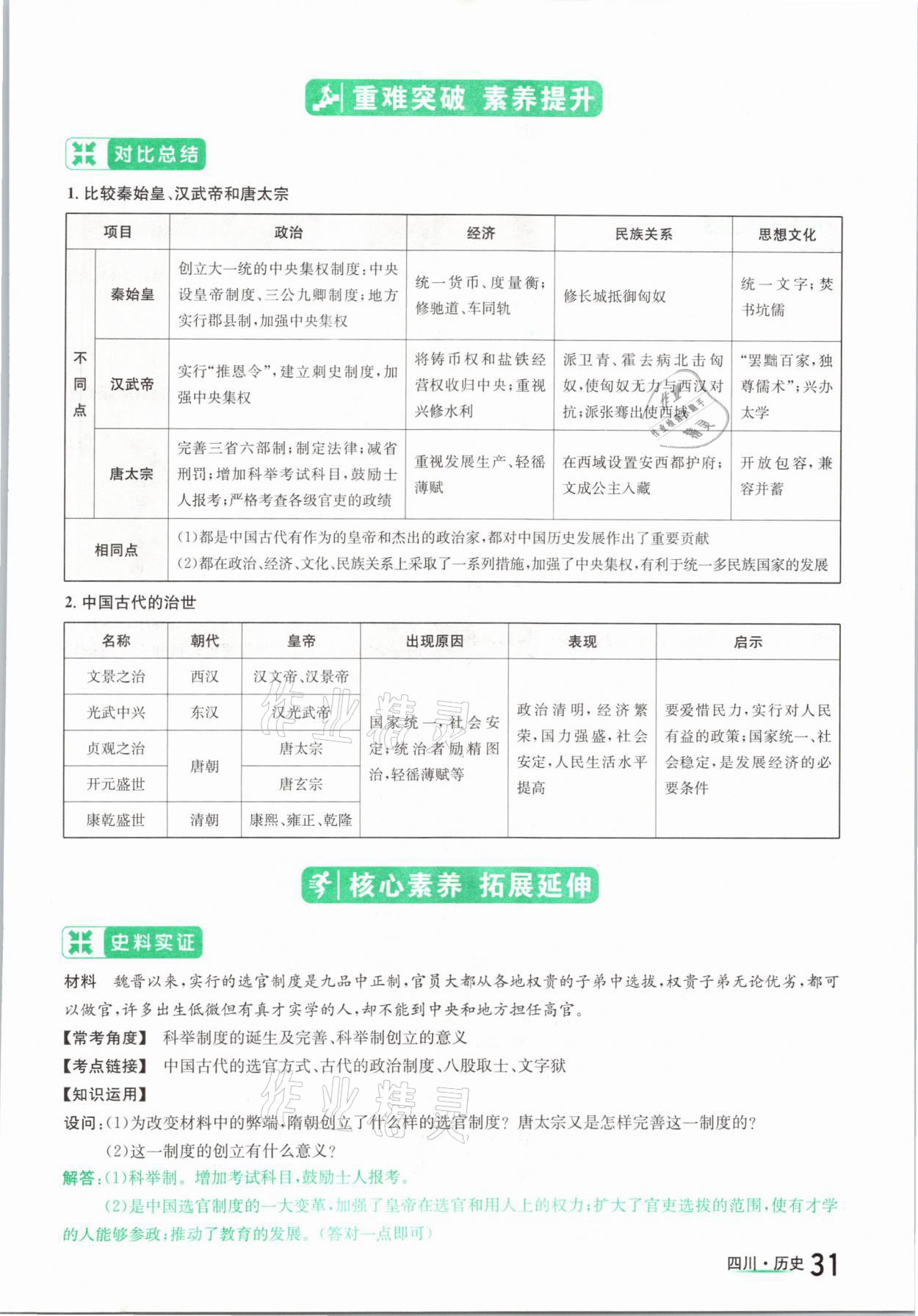 2021年中考2號歷史四川專版 參考答案第31頁